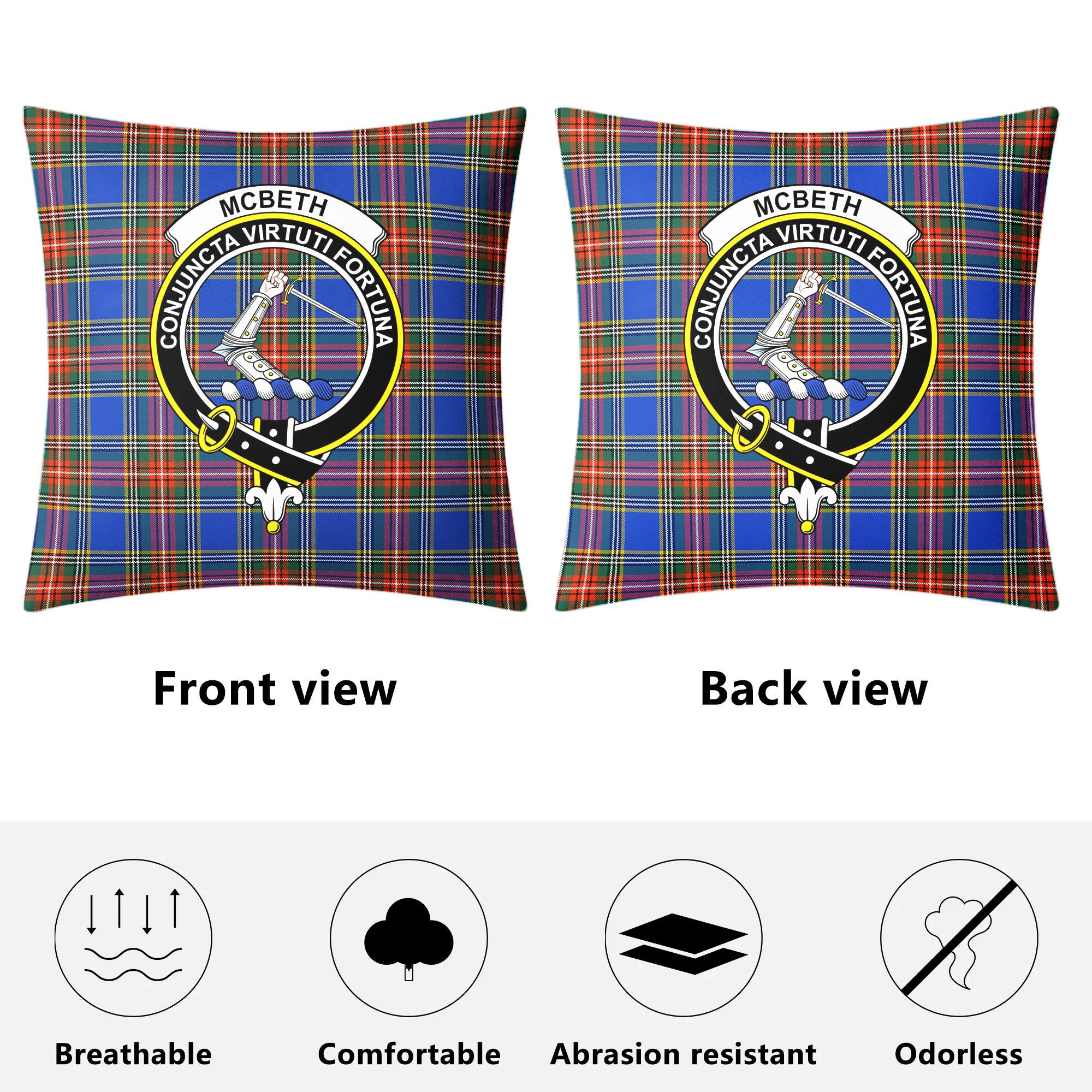 McBeth Ancient Tartan Crest Pillow Cover