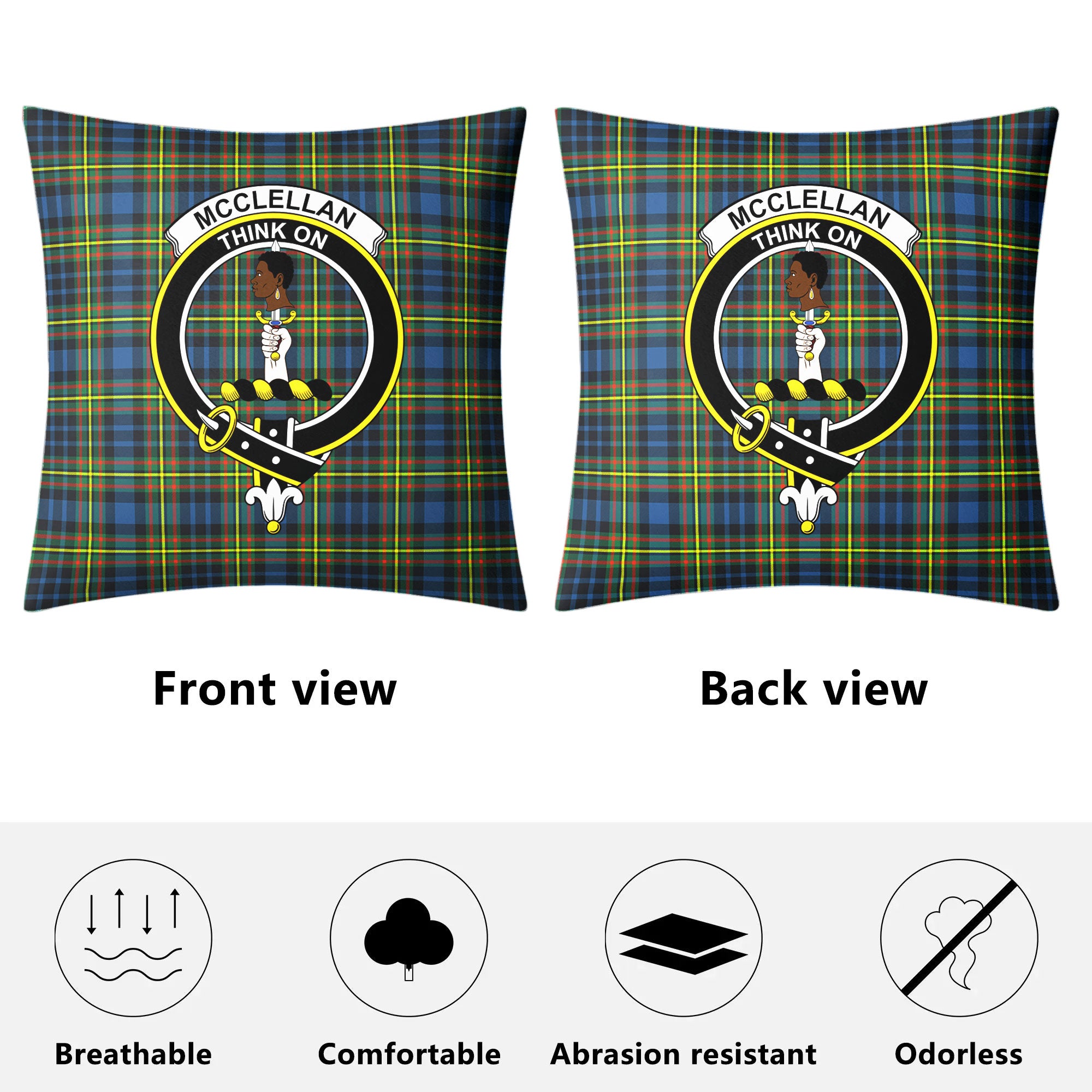 McClellan Ancient Tartan Crest Pillow Cover