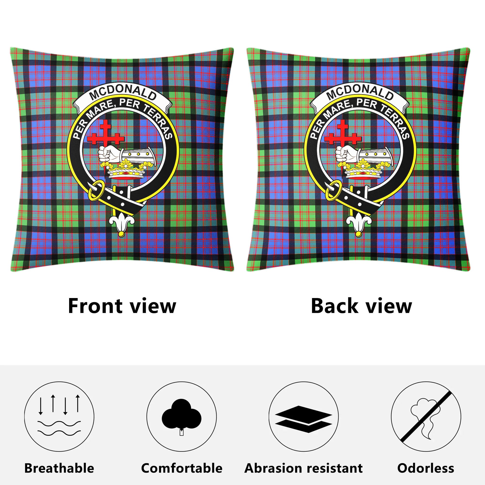 McDonald Ancient Tartan Crest Pillow Cover