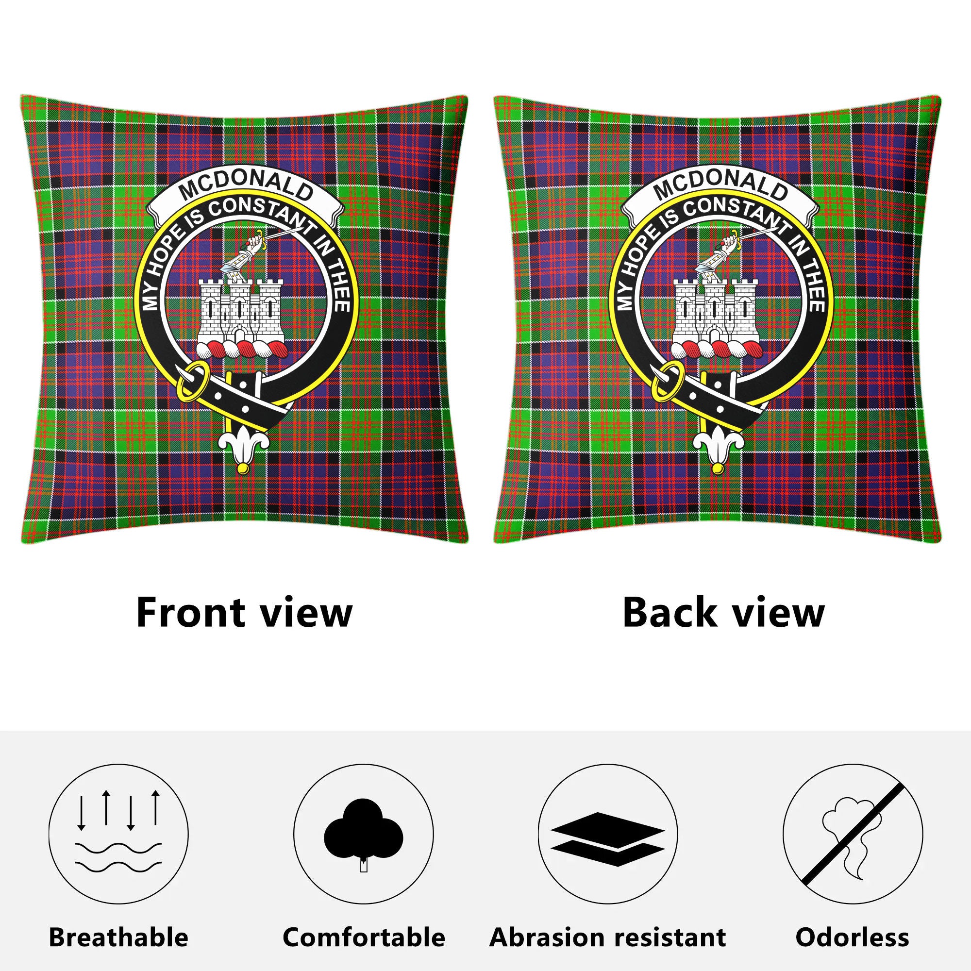 McDonald (Clan Ranald) Tartan Crest Pillow Cover