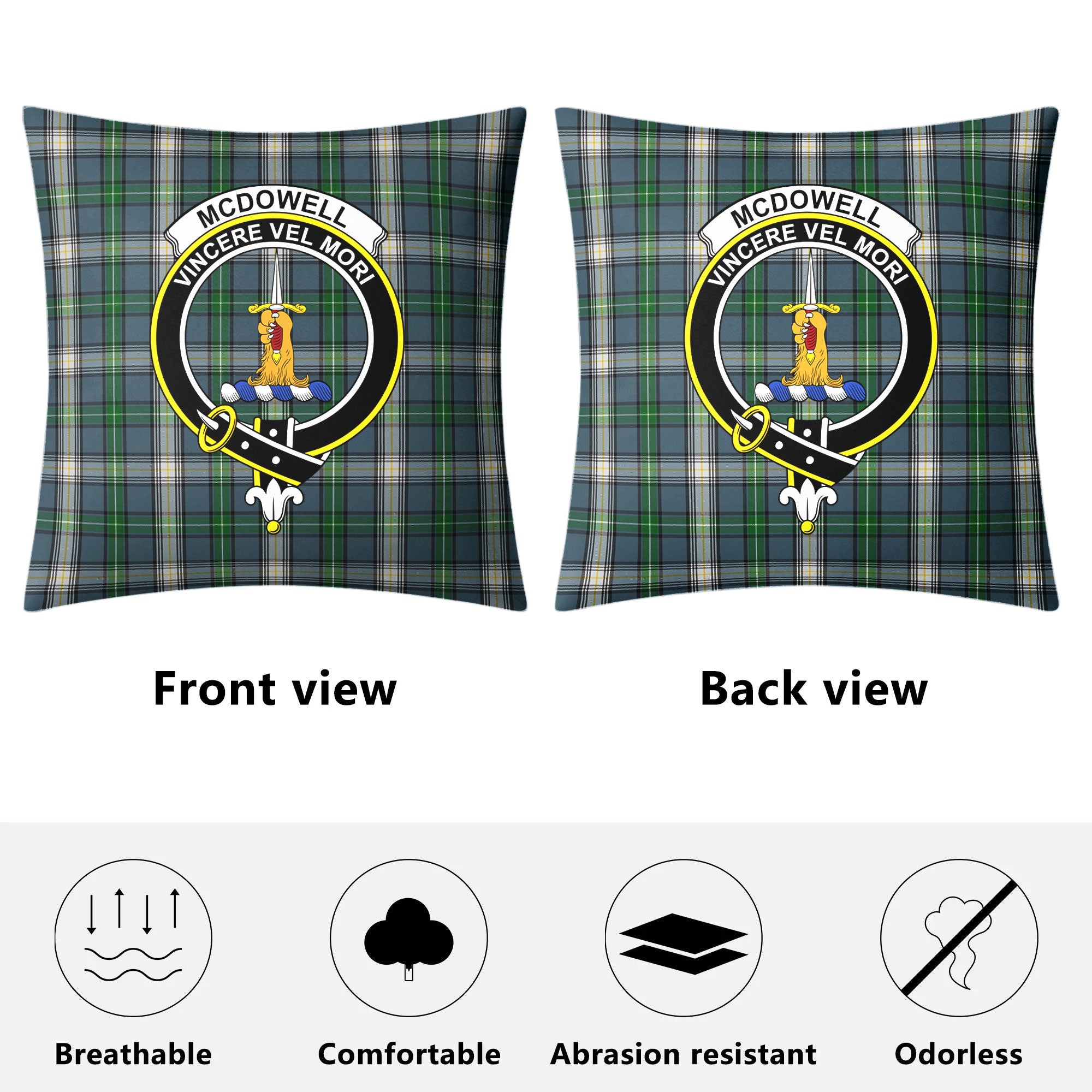 McDowell (MacDowell) Tartan Crest Pillow Cover