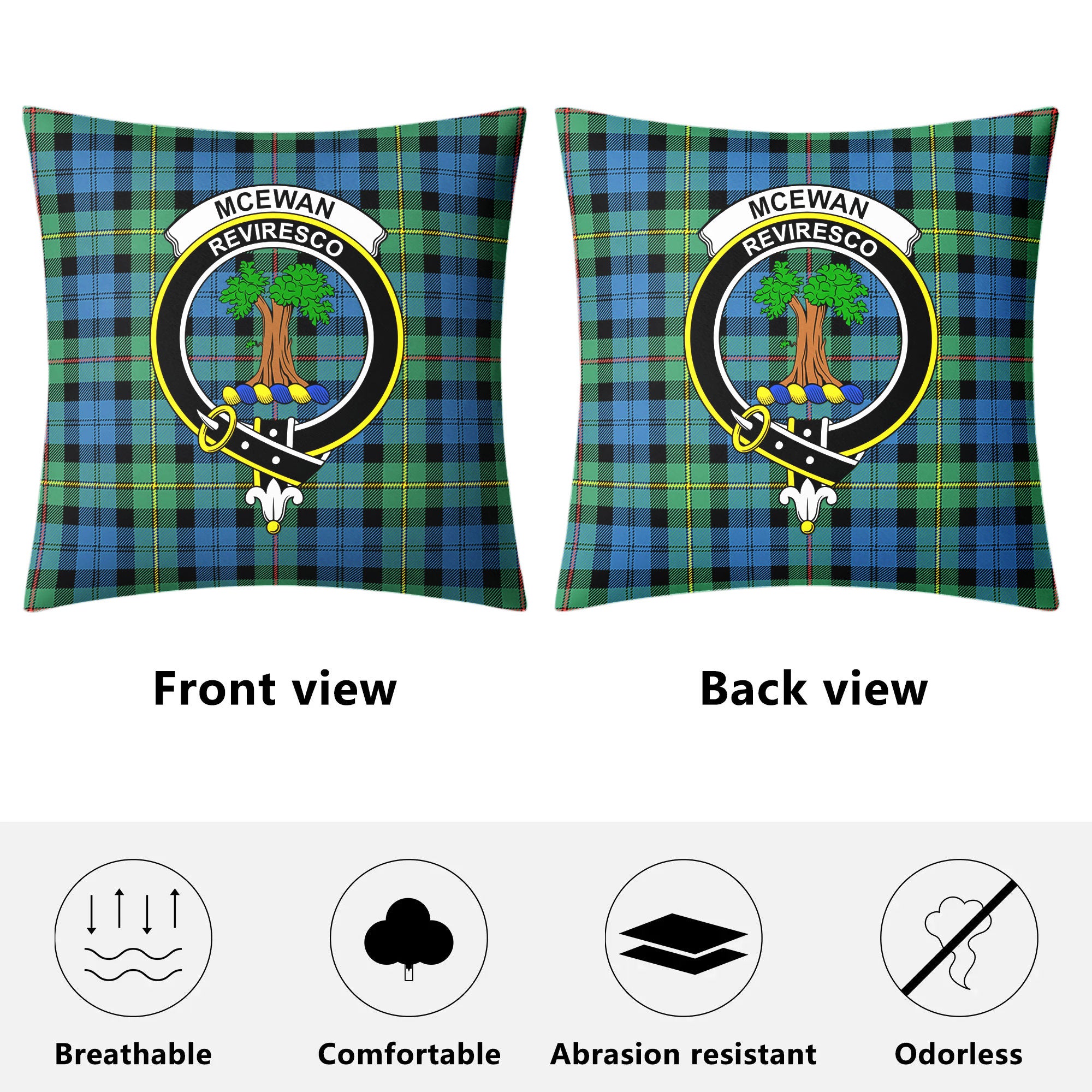 McEwan Ancient Tartan Crest Pillow Cover