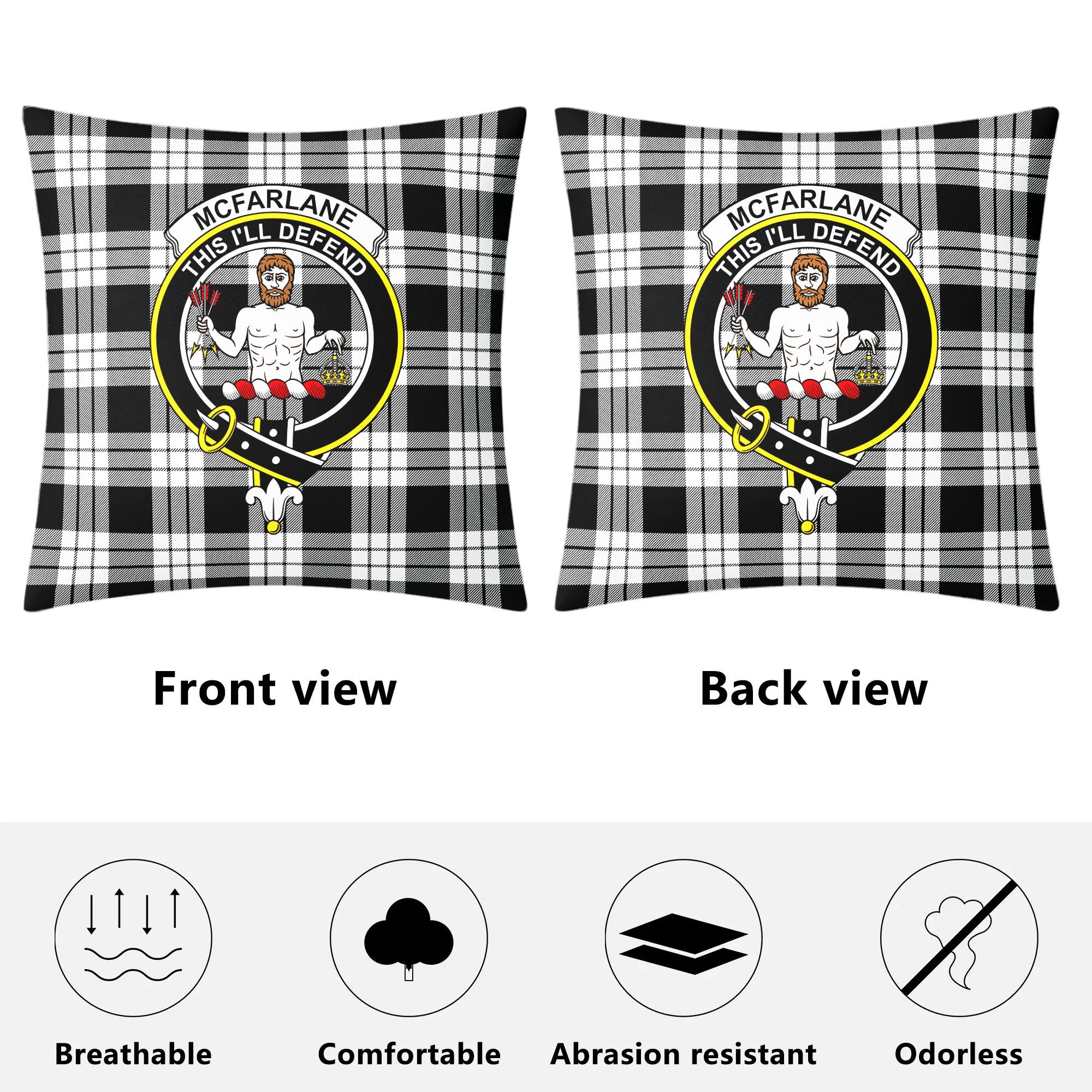 McFarlane Black - White Tartan Crest Pillow Cover