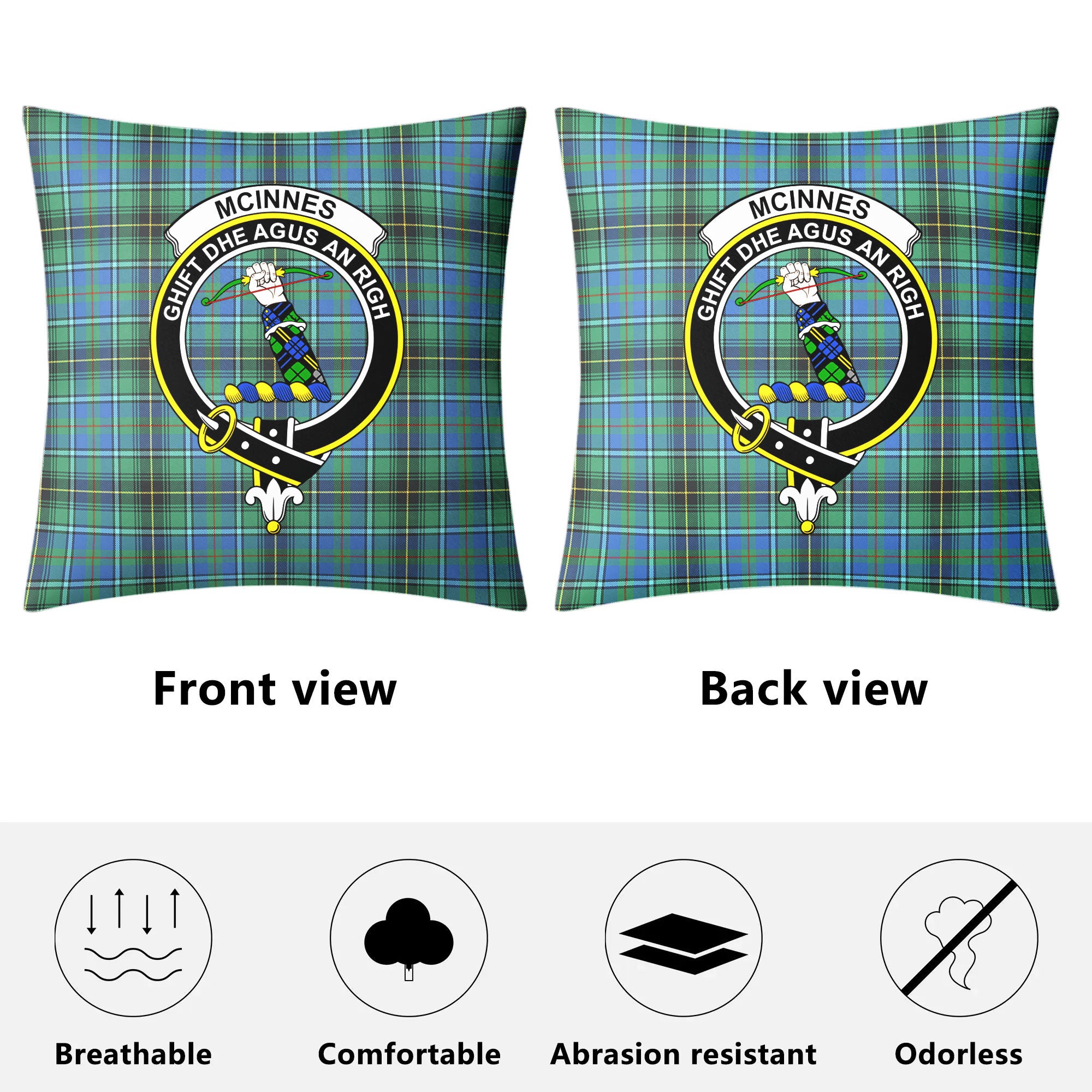 McInnes Ancient Tartan Crest Pillow Cover