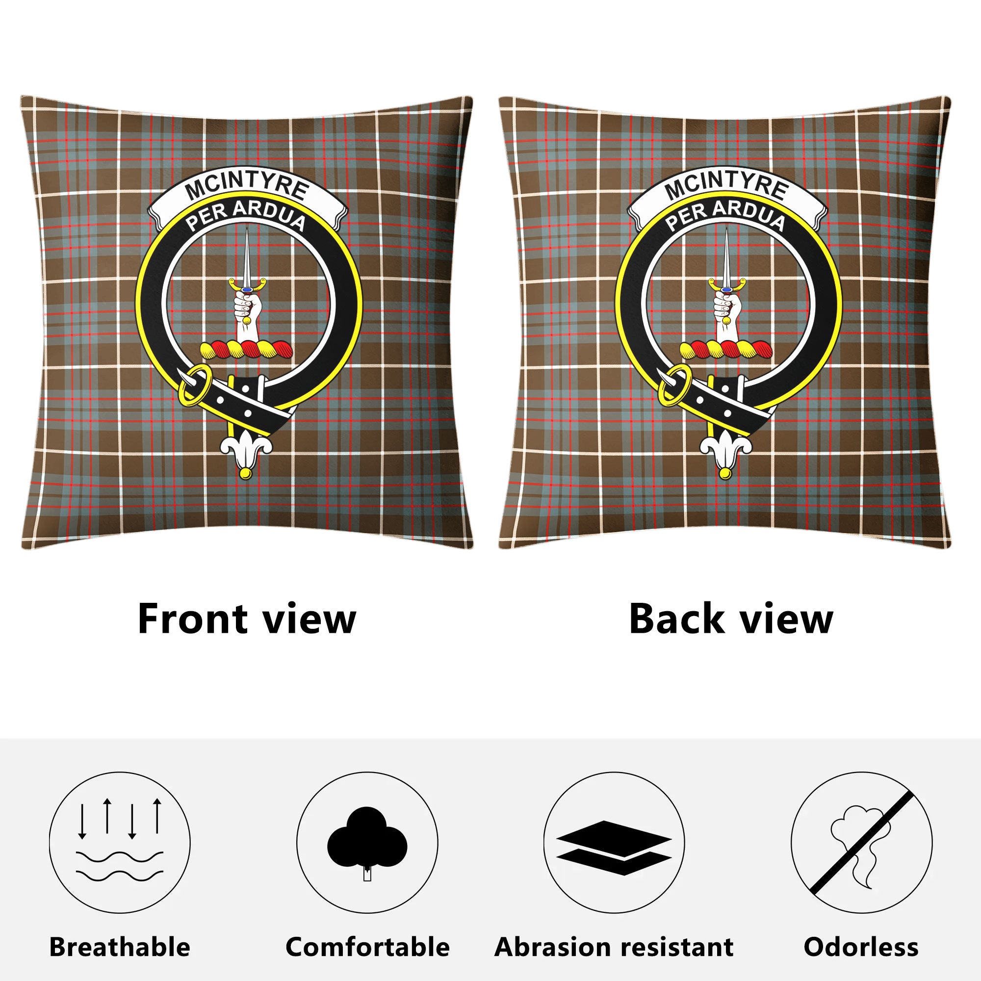 McIntyre Hunting Weathered Tartan Crest Pillow Cover