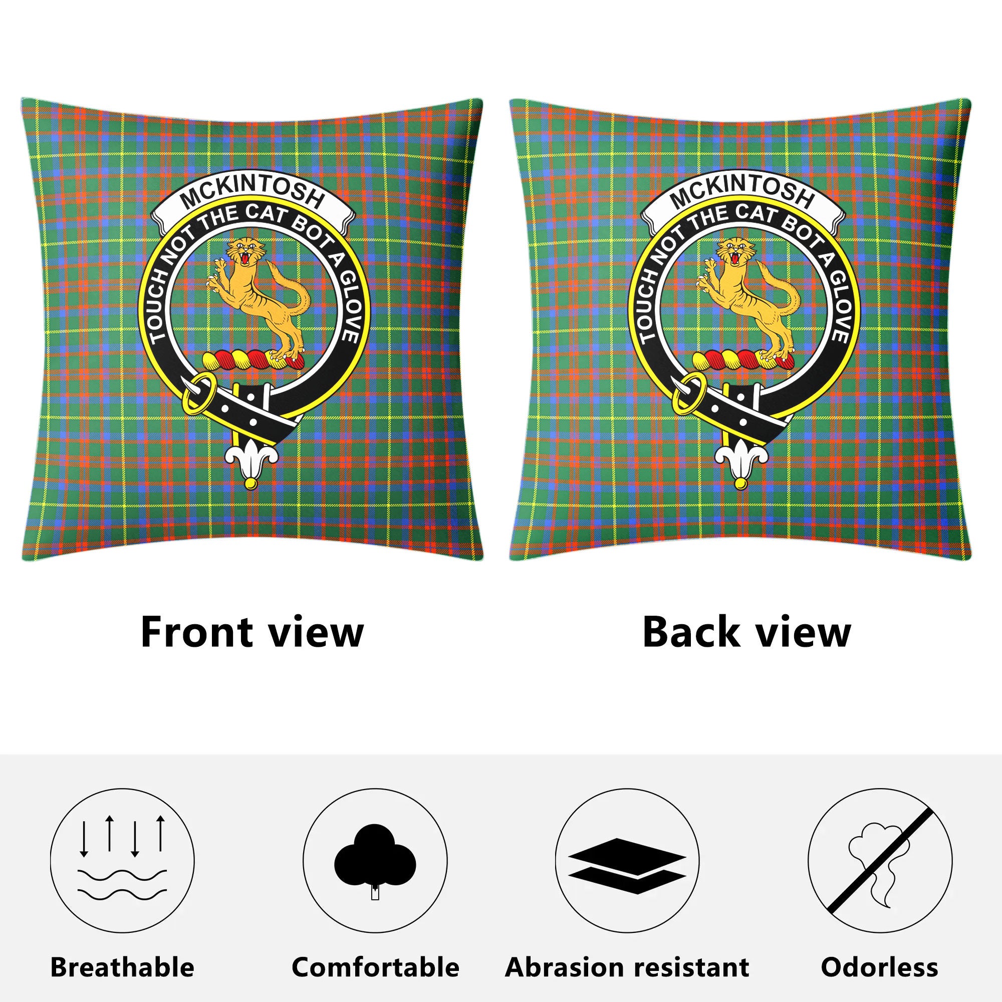 McKintosh Hunting Ancient Tartan Crest Pillow Cover