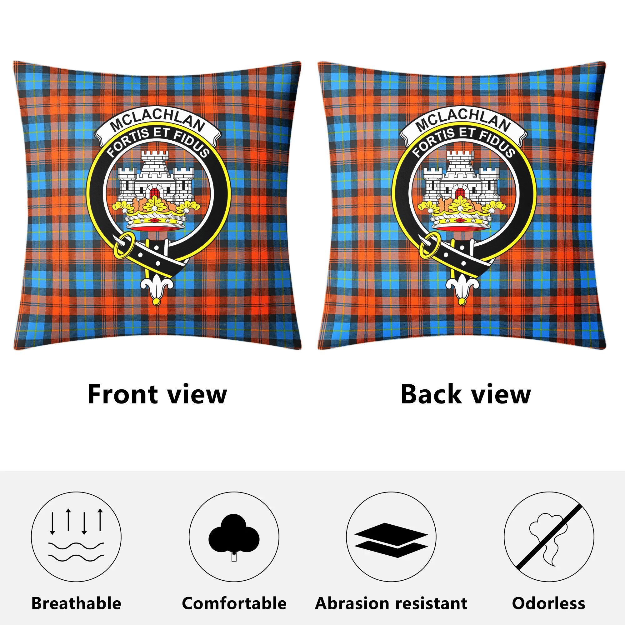 McLachlan Ancient Tartan Crest Pillow Cover