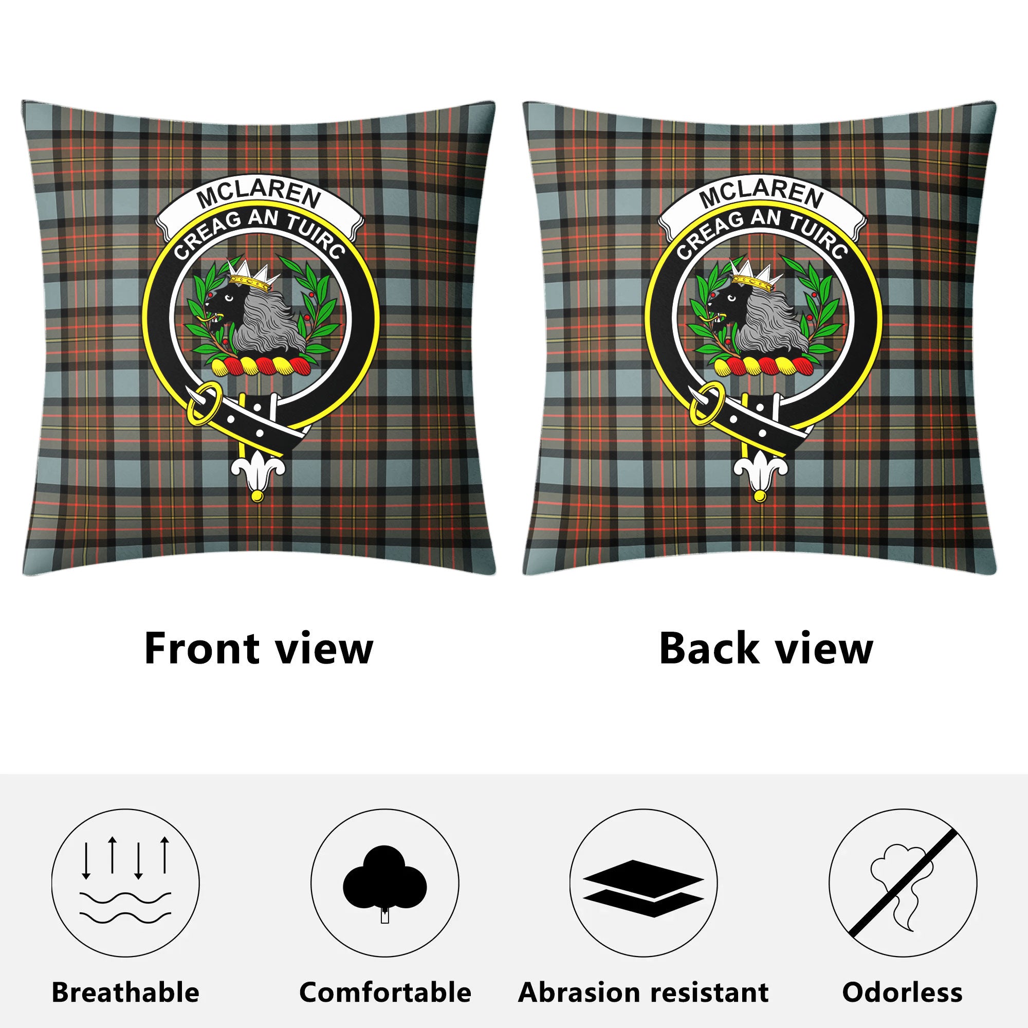 McLaren Weathered Tartan Crest Pillow Cover