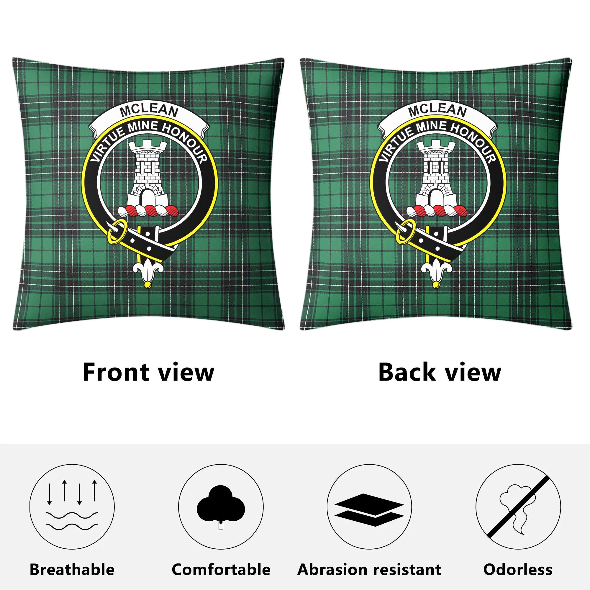 McLean Hunting Ancient Tartan Crest Pillow Cover