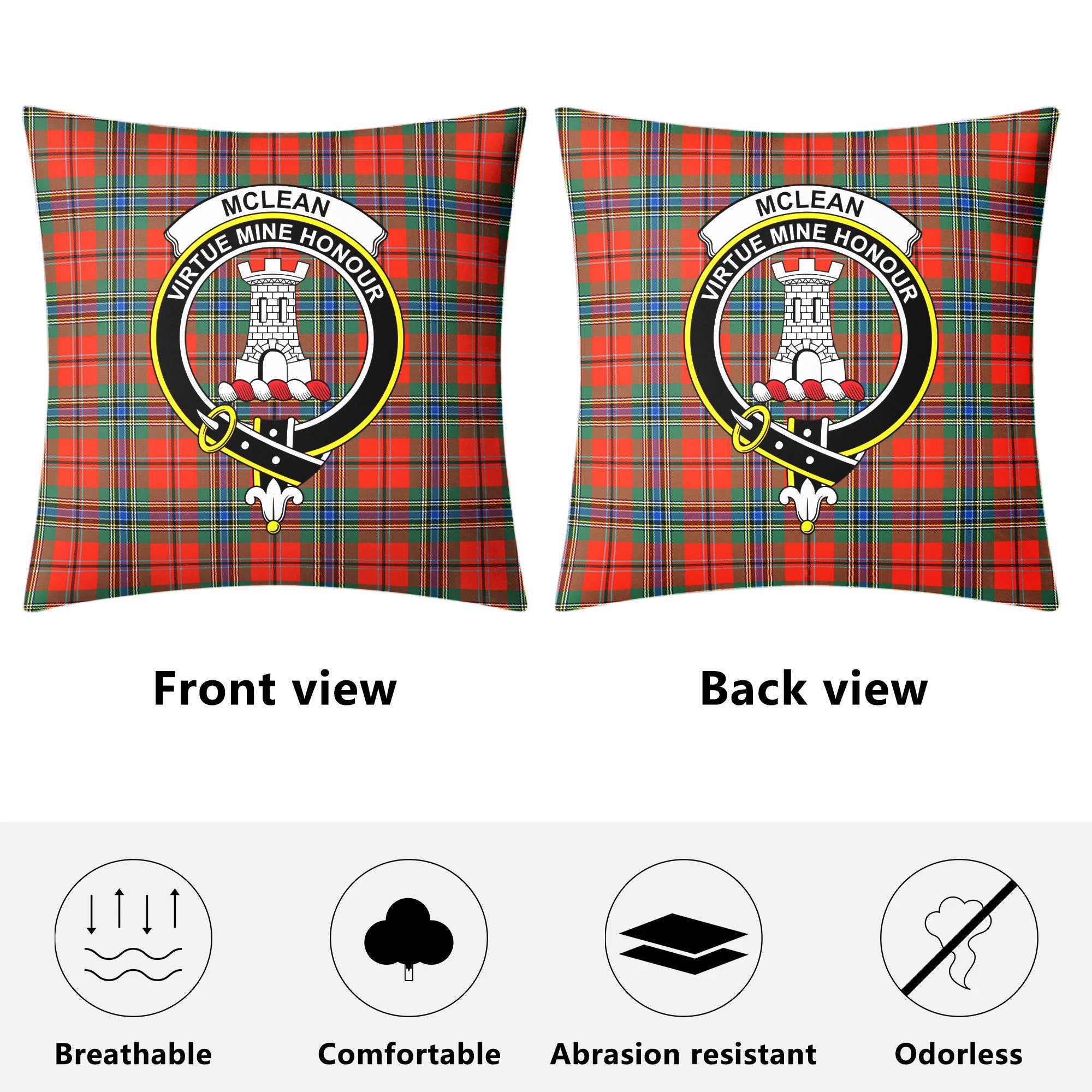 McLean of Duart Ancient Tartan Crest Pillow Cover