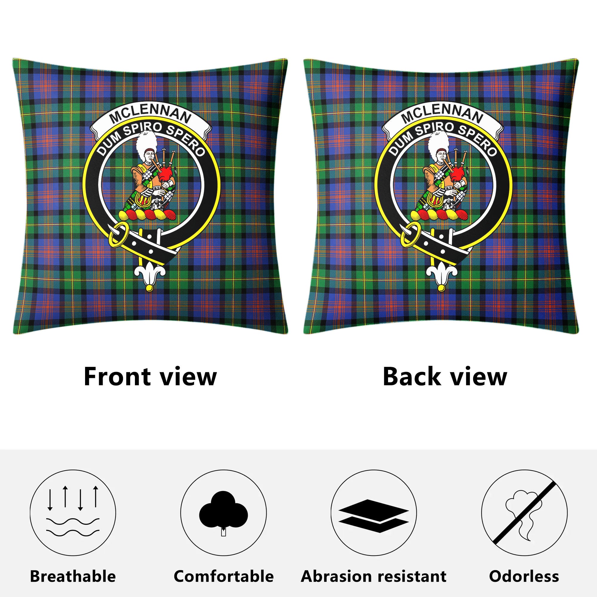 McLennan Ancient Tartan Crest Pillow Cover