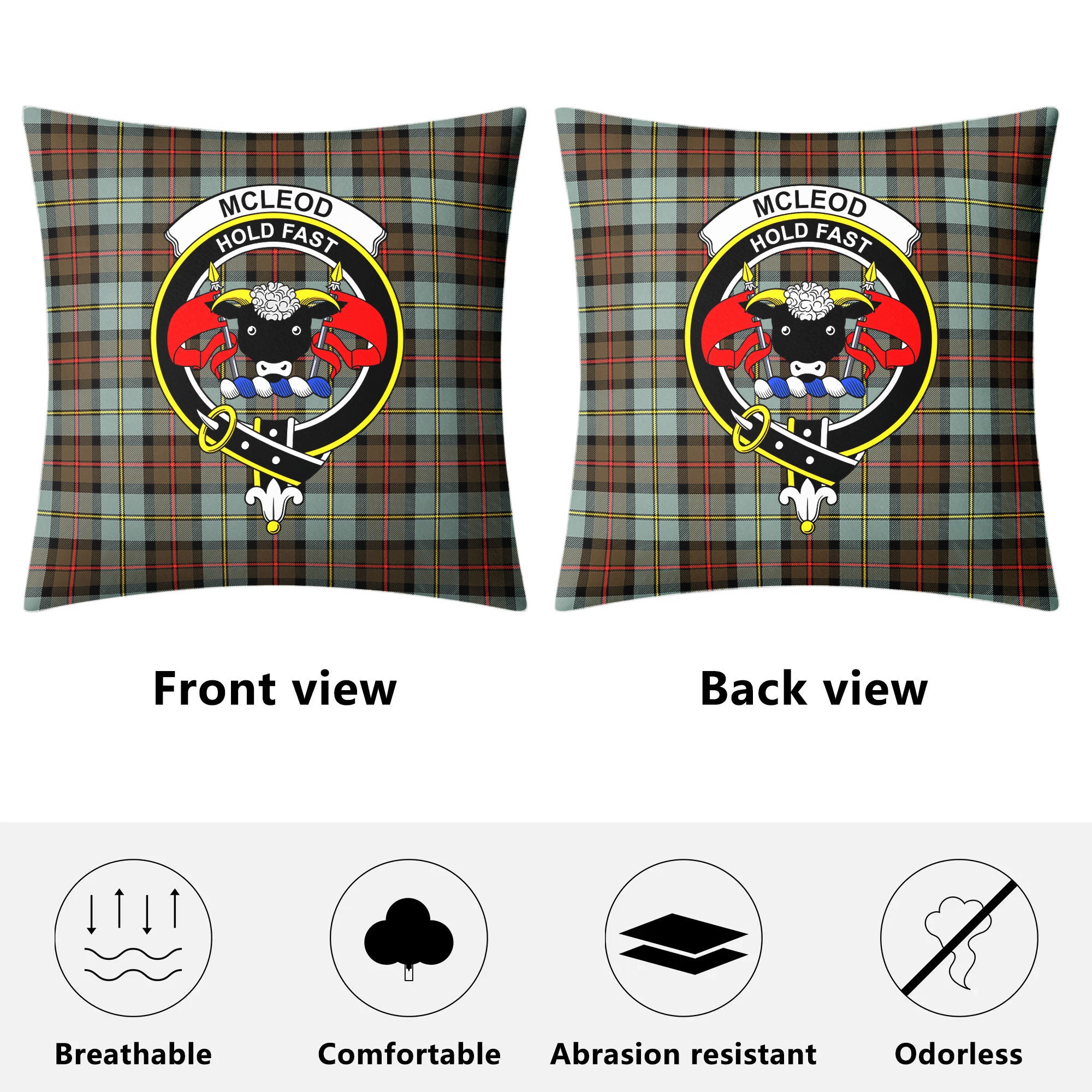 McLeod of Harris Weathered Tartan Crest Pillow Cover