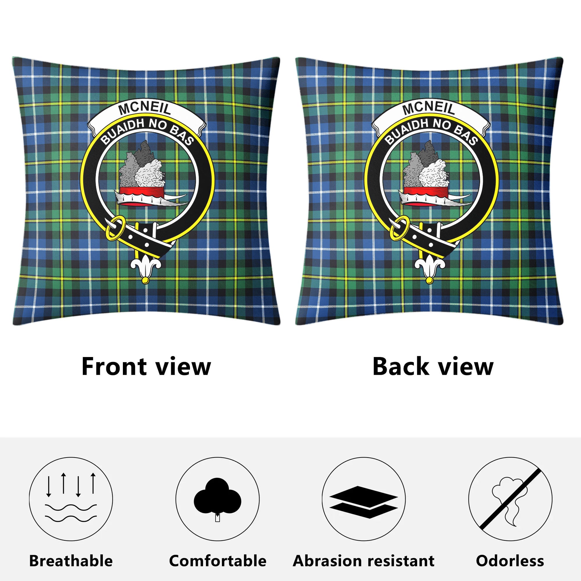 McNeil of Barra Ancient Tartan Crest Pillow Cover