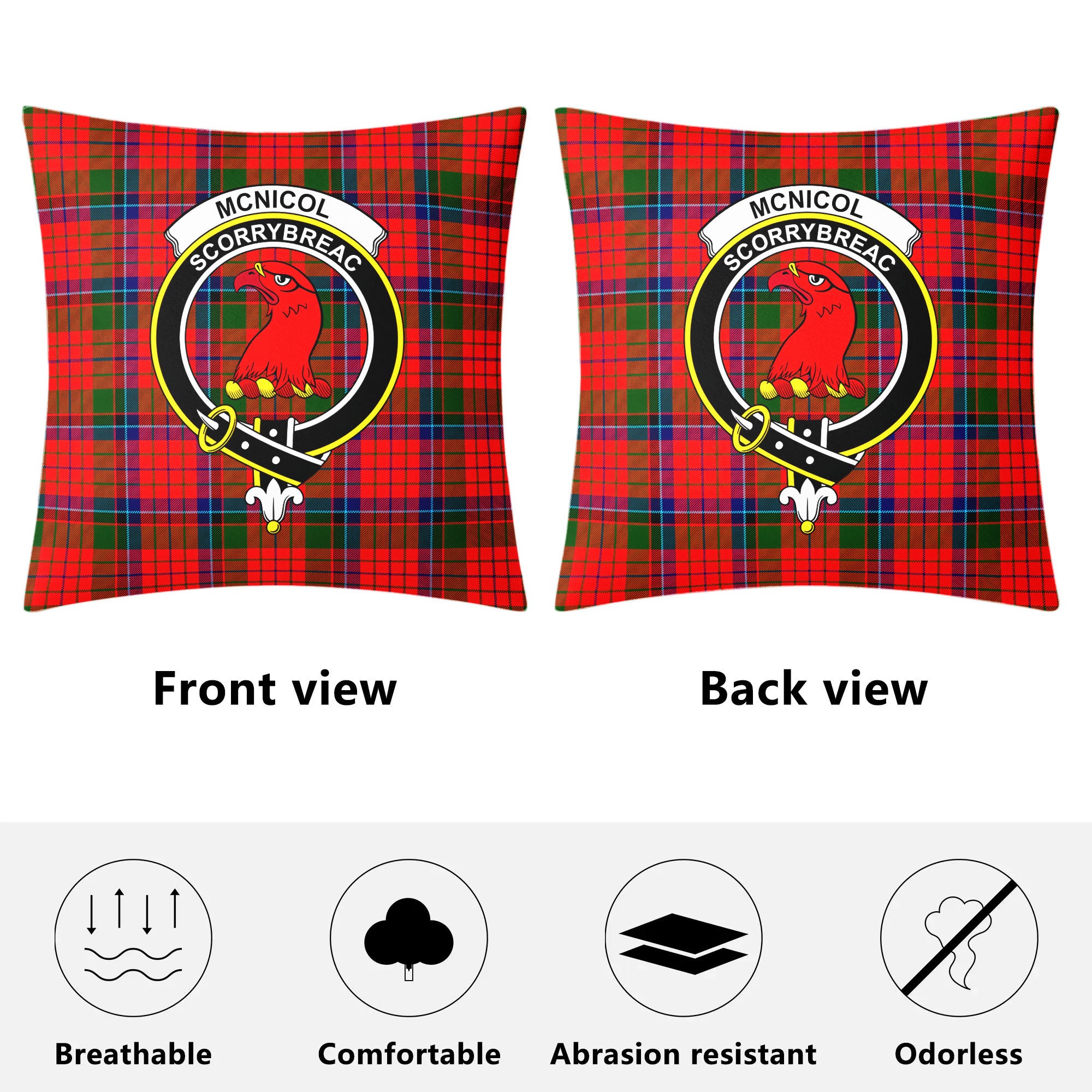 McNicol (of Scorrybreac) Tartan Crest Pillow Cover