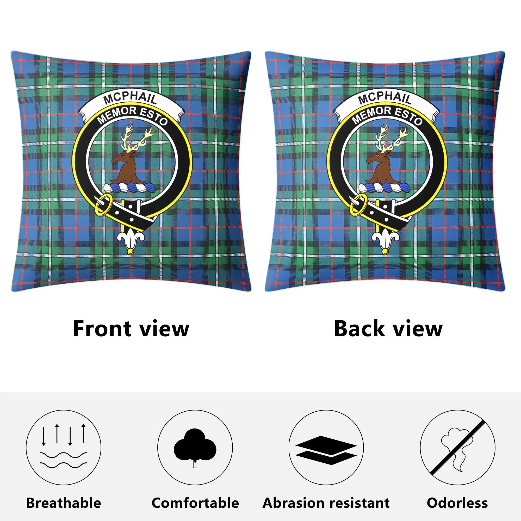 McPhail Hunting Ancient Tartan Crest Pillow Cover