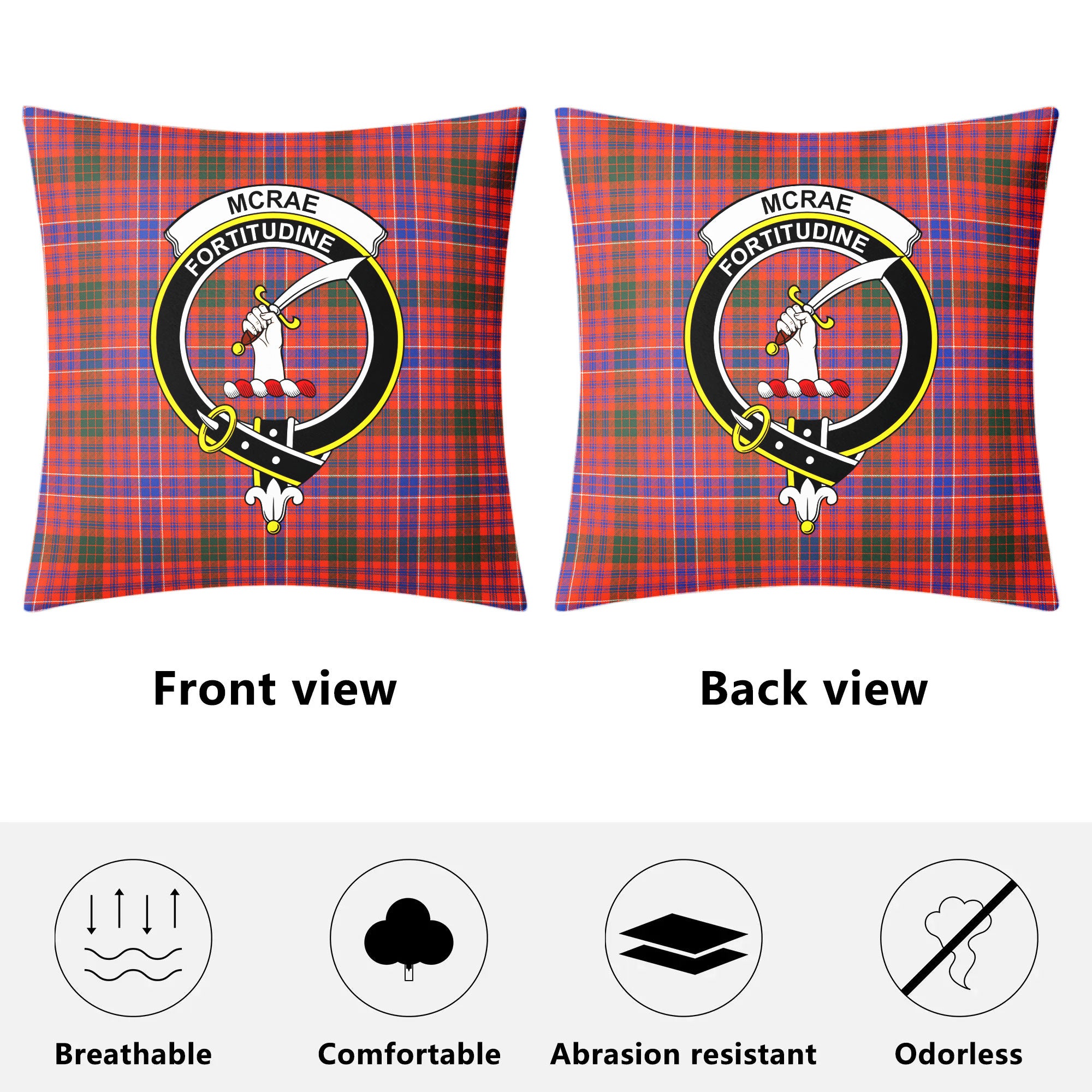 McRae Ancient Tartan Crest Pillow Cover