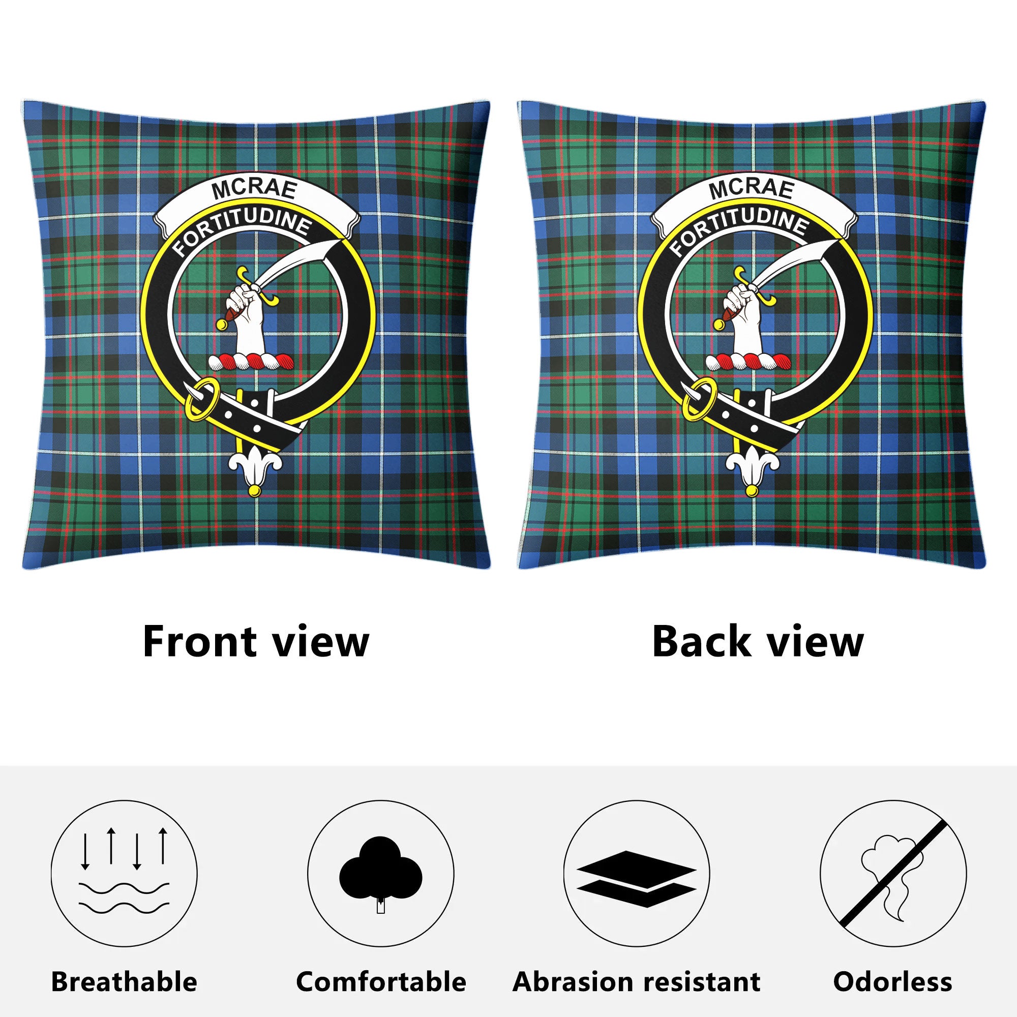 McRae Hunting Ancient Tartan Crest Pillow Cover