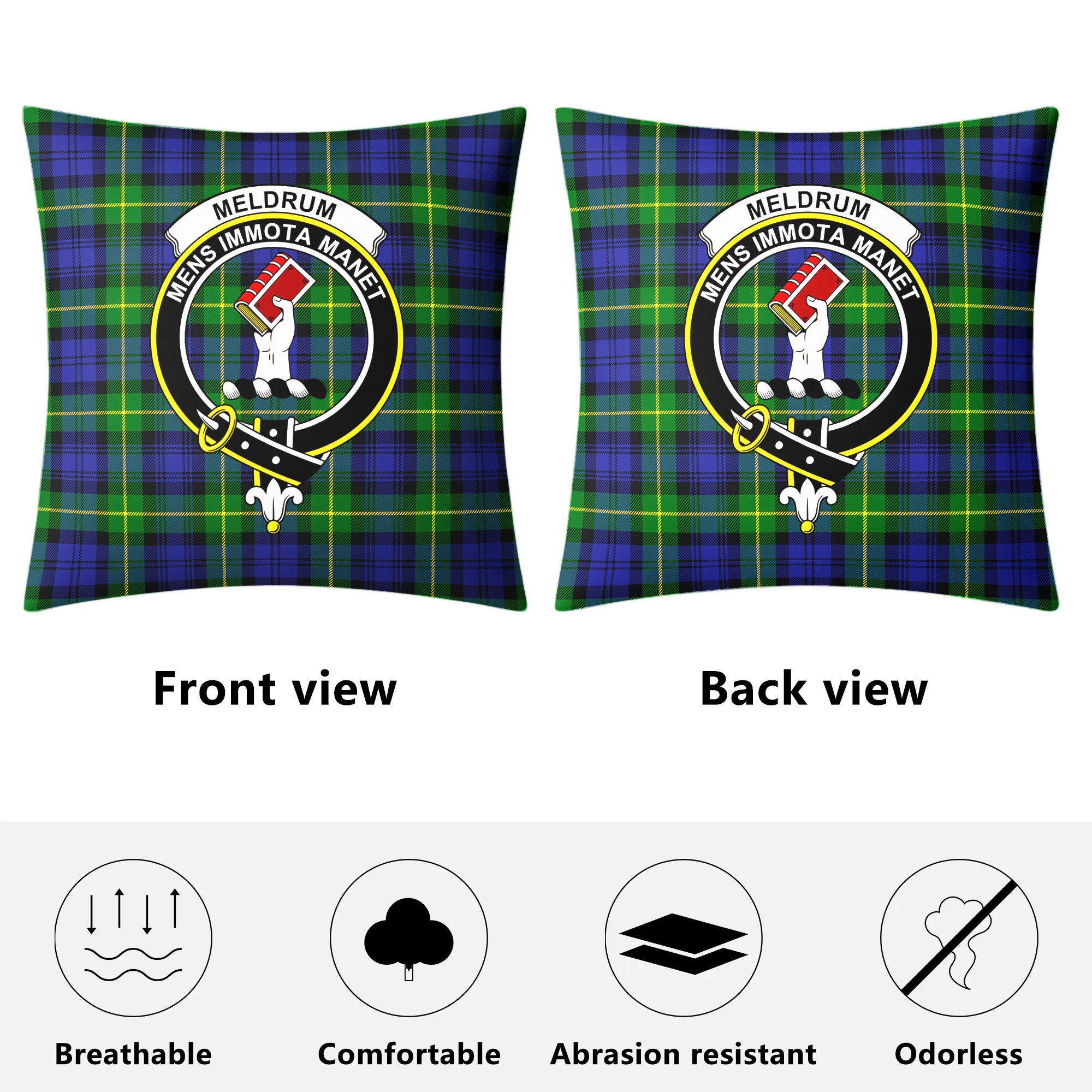 Meldrum Tartan Crest Pillow Cover