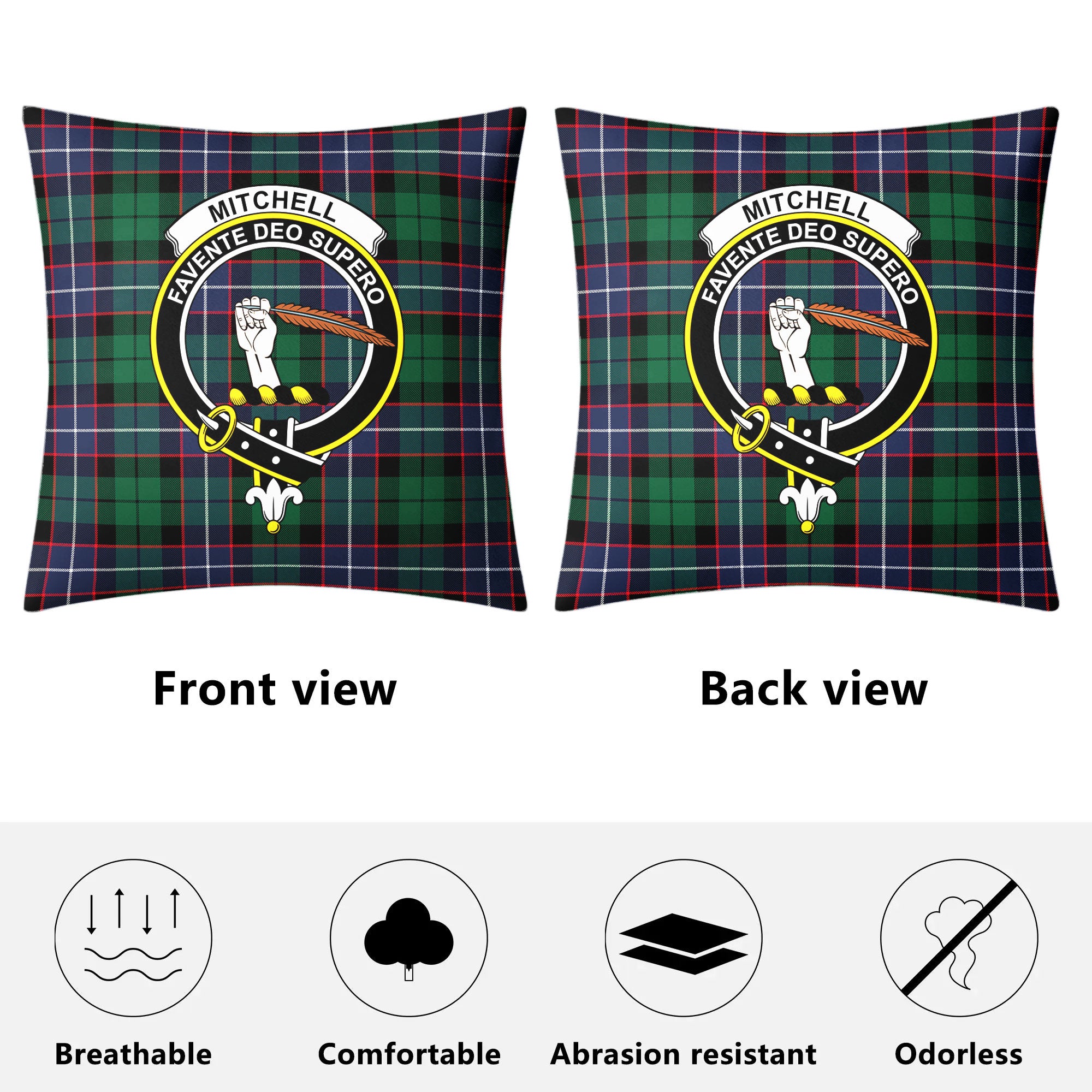 Mitchell Modern Tartan Crest Pillow Cover