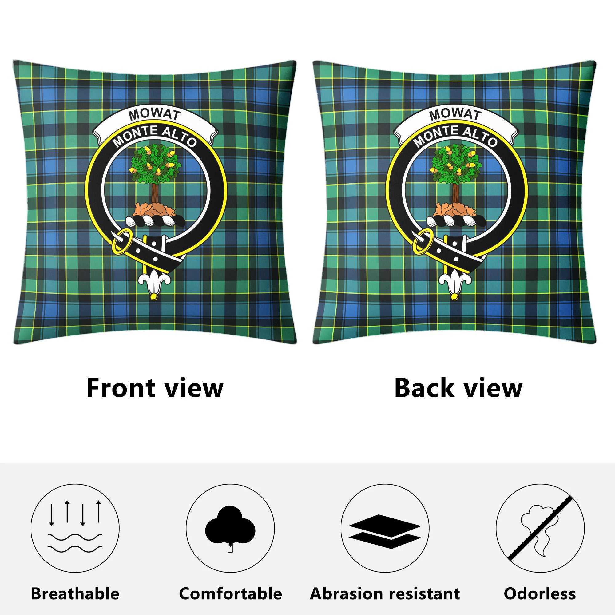 Mowat Ancient Tartan Crest Pillow Cover