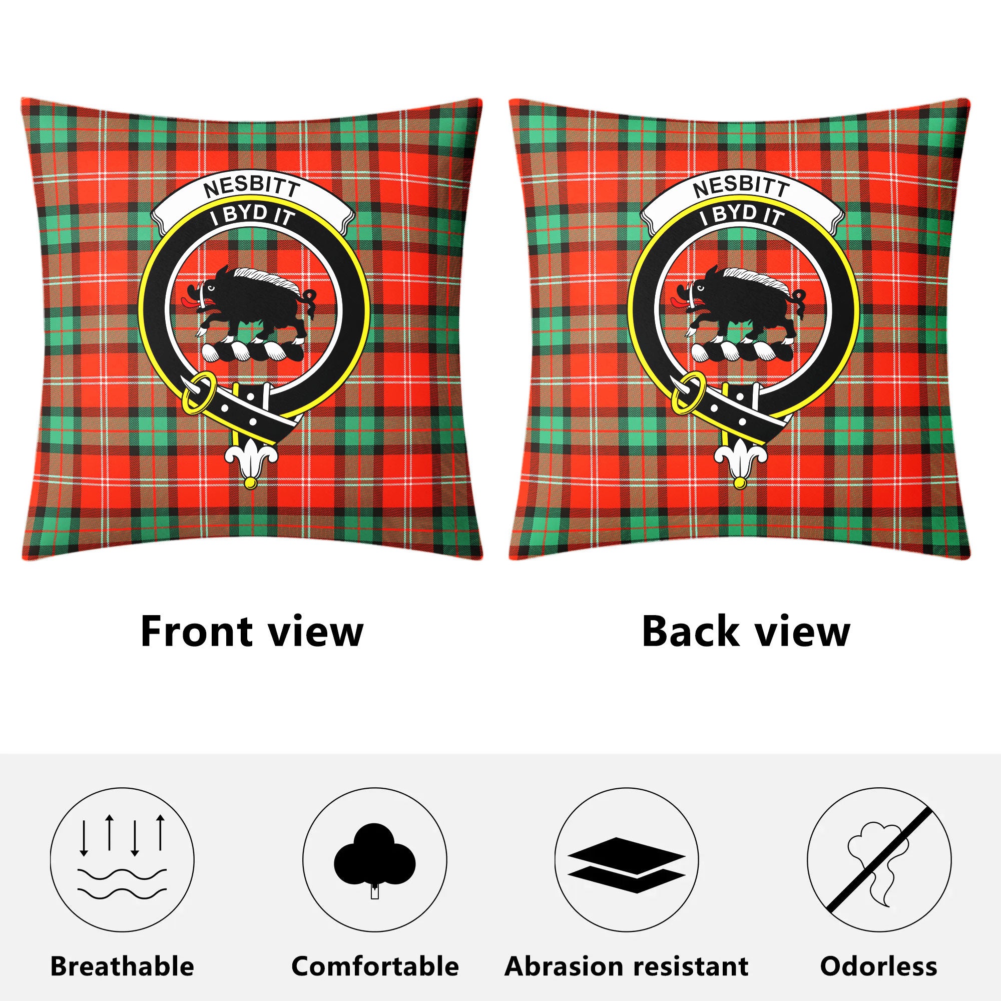 Nesbitt Ancient Tartan Crest Pillow Cover