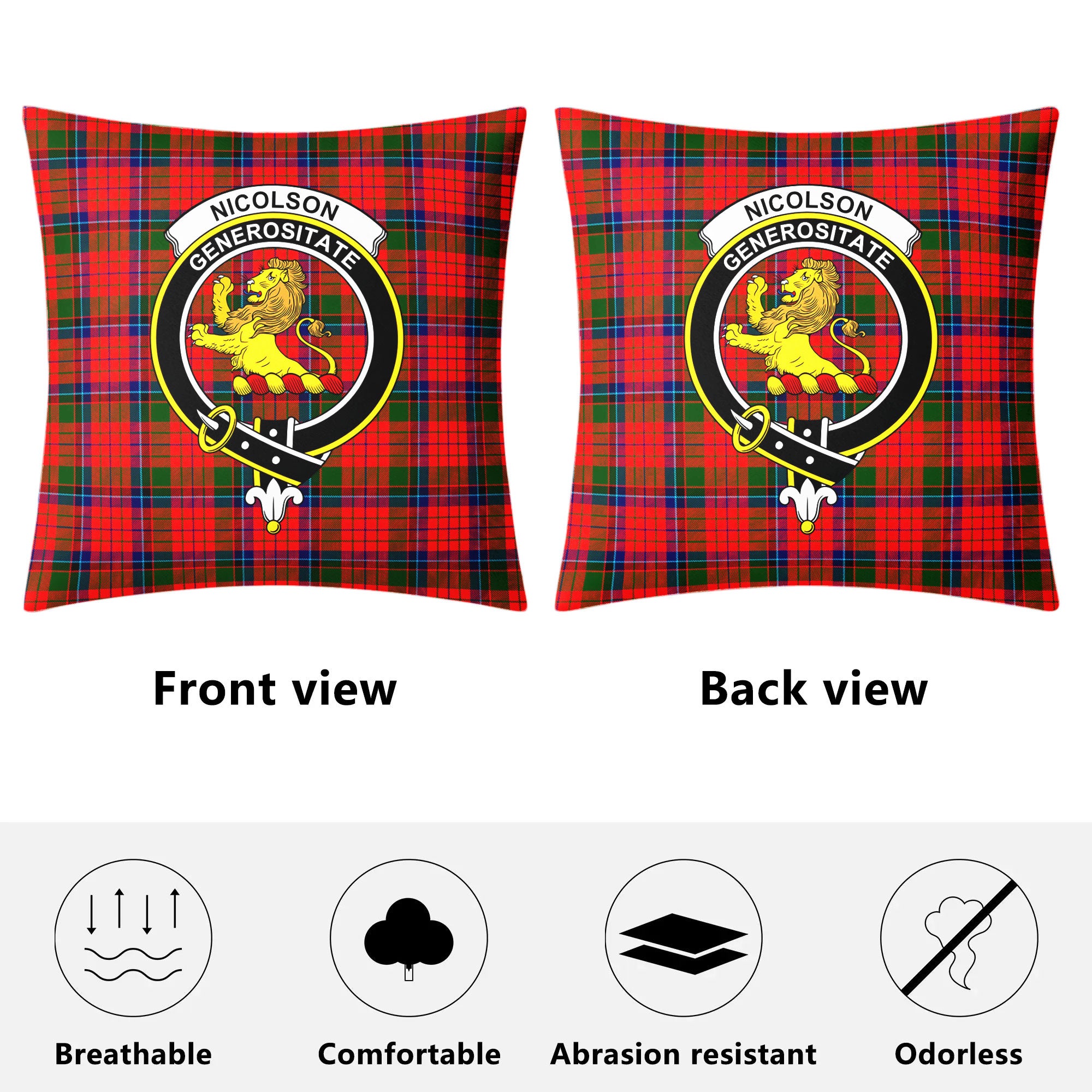 Nicolson Modern Tartan Crest Pillow Cover