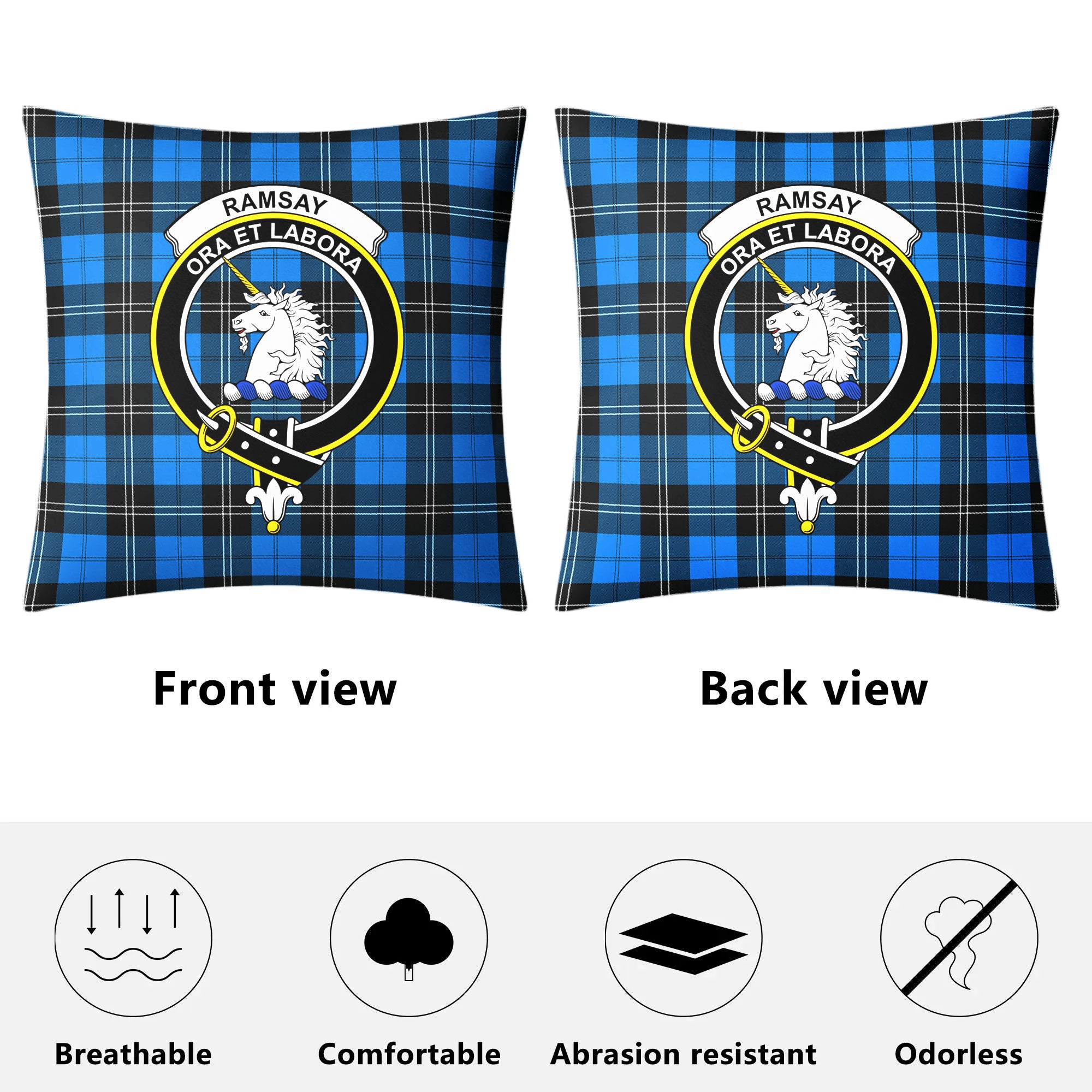 Ramsay Blue Ancient Tartan Crest Pillow Cover