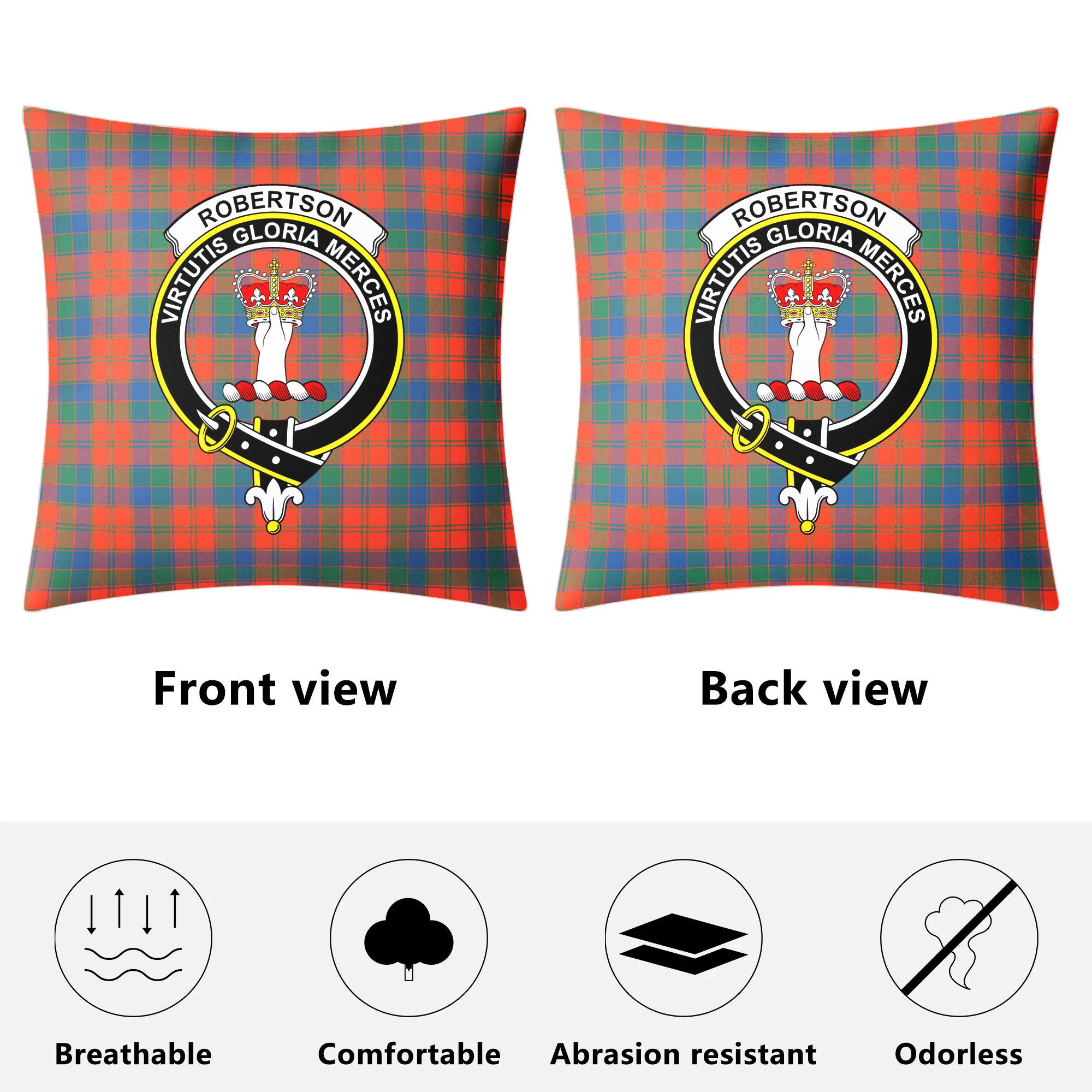 Robertson Ancient Tartan Crest Pillow Cover