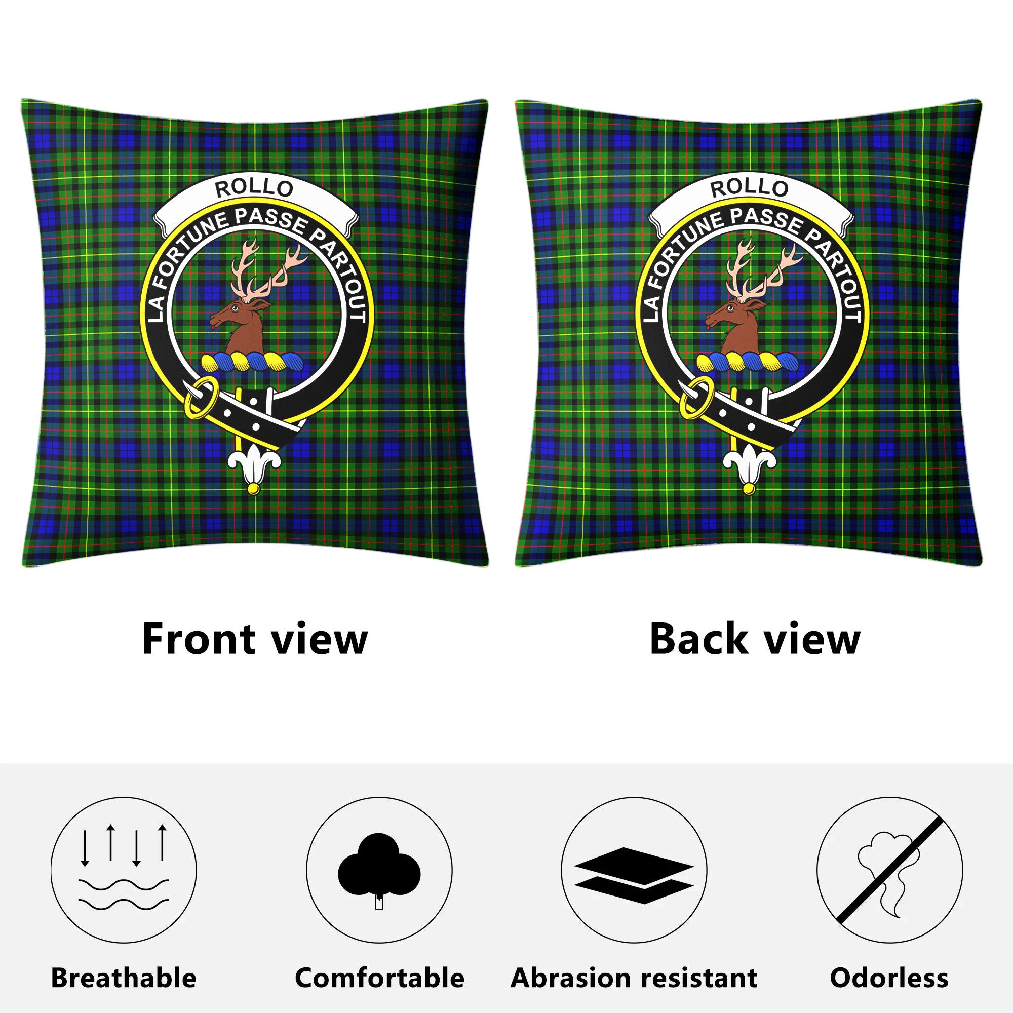 Rollo Modern Tartan Crest Pillow Cover