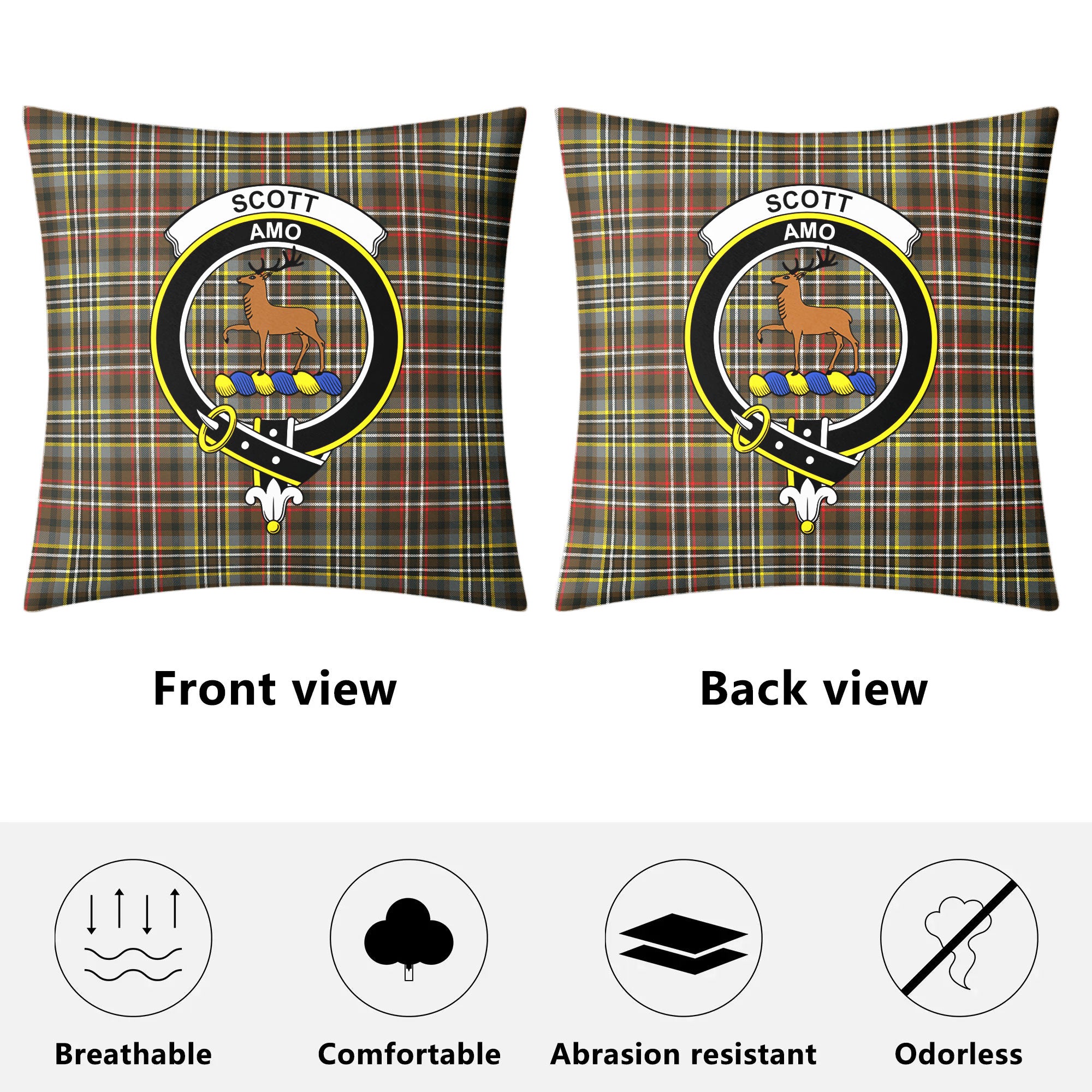 Scott Green Weathered Tartan Crest Pillow Cover