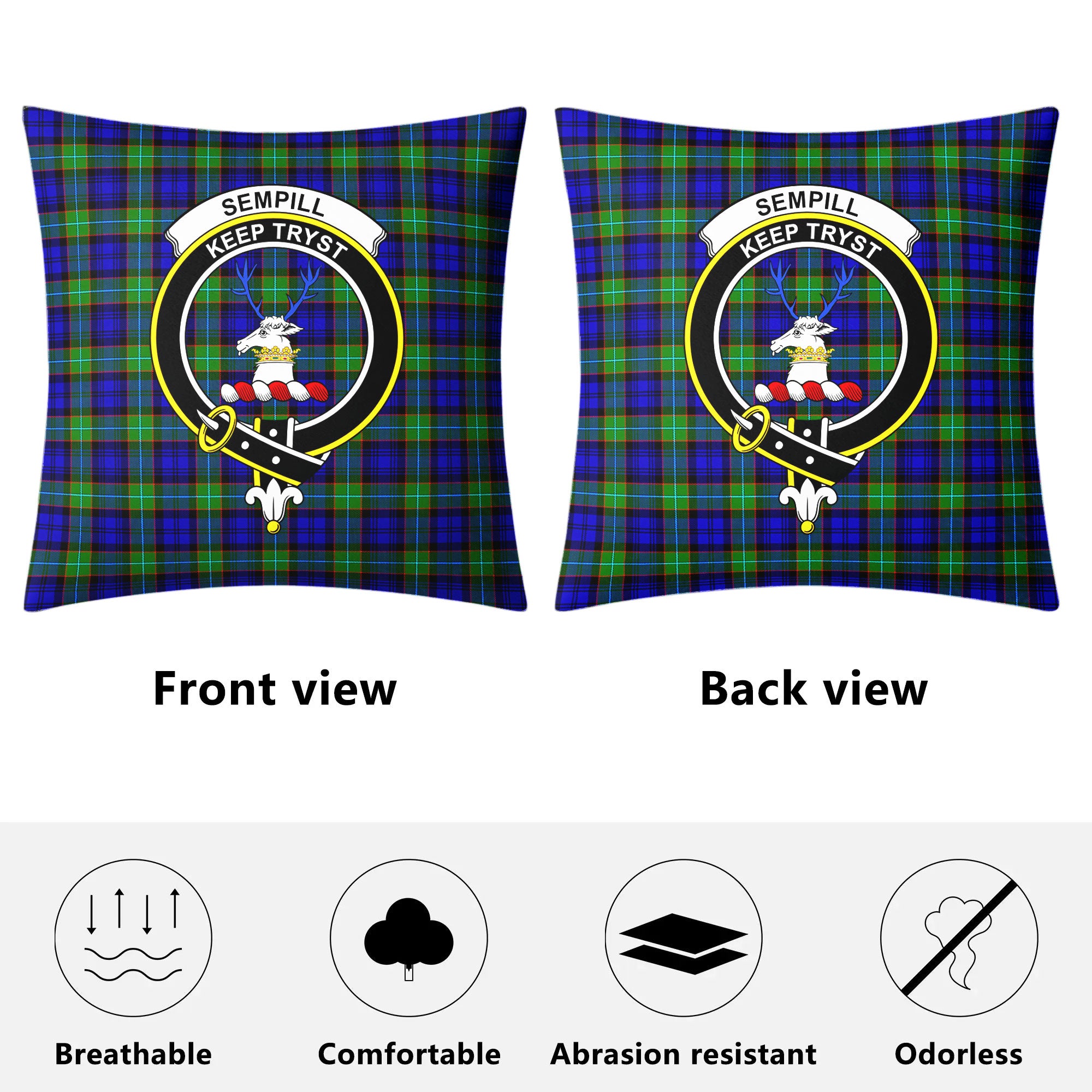 Sempill Modern Tartan Crest Pillow Cover