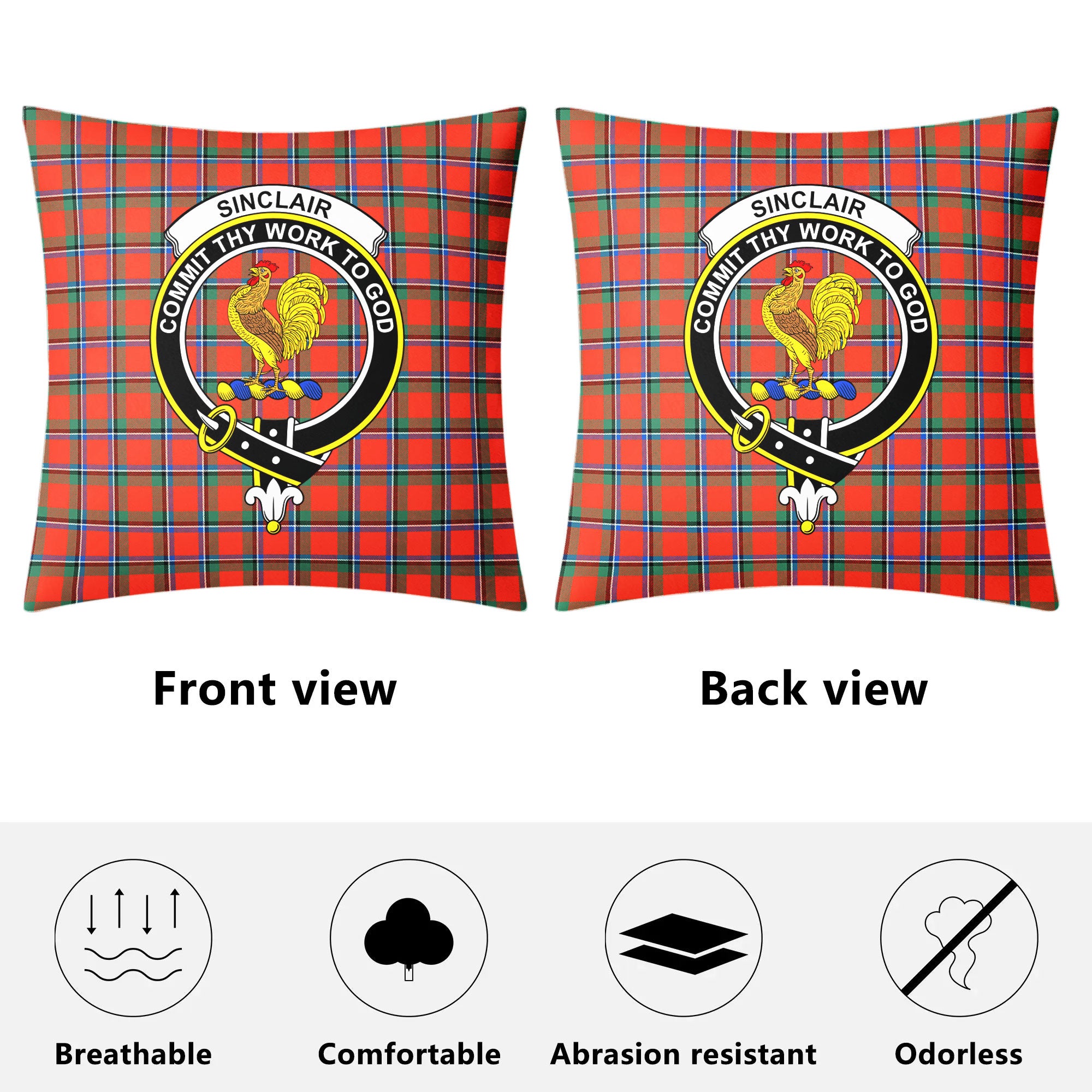 Sinclair Ancient Tartan Crest Pillow Cover