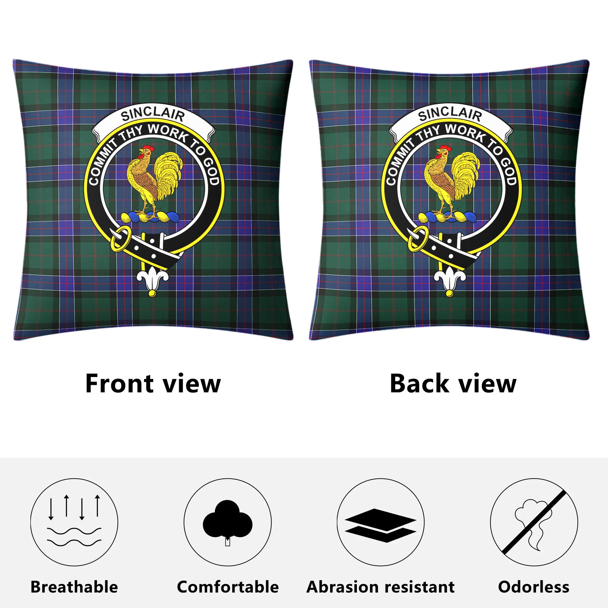 Sinclair Hunting Modern Tartan Crest Pillow Cover