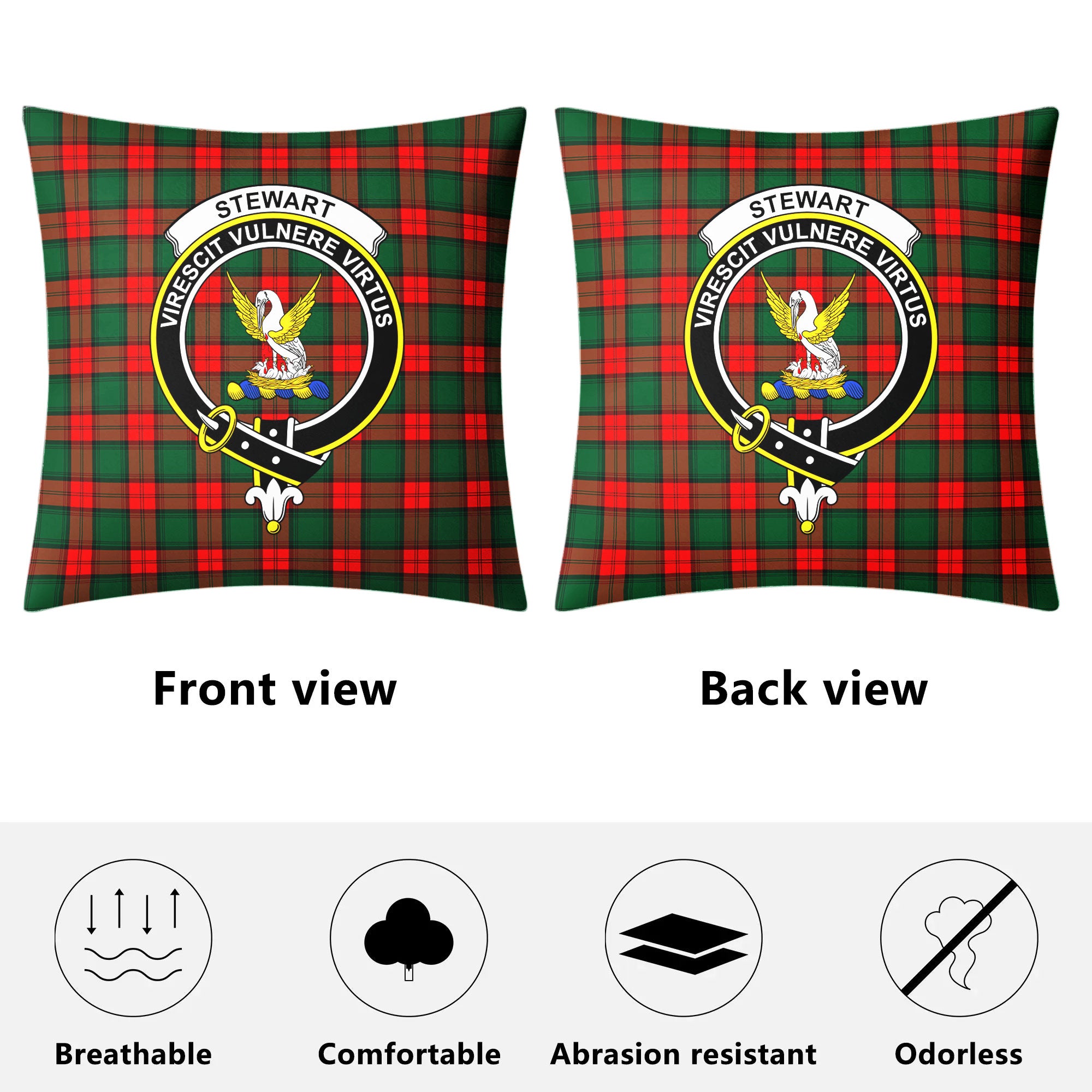 Stewart Atholl Modern Tartan Crest Pillow Cover