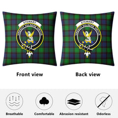 Stewart Old Modern Tartan Crest Pillow Cover