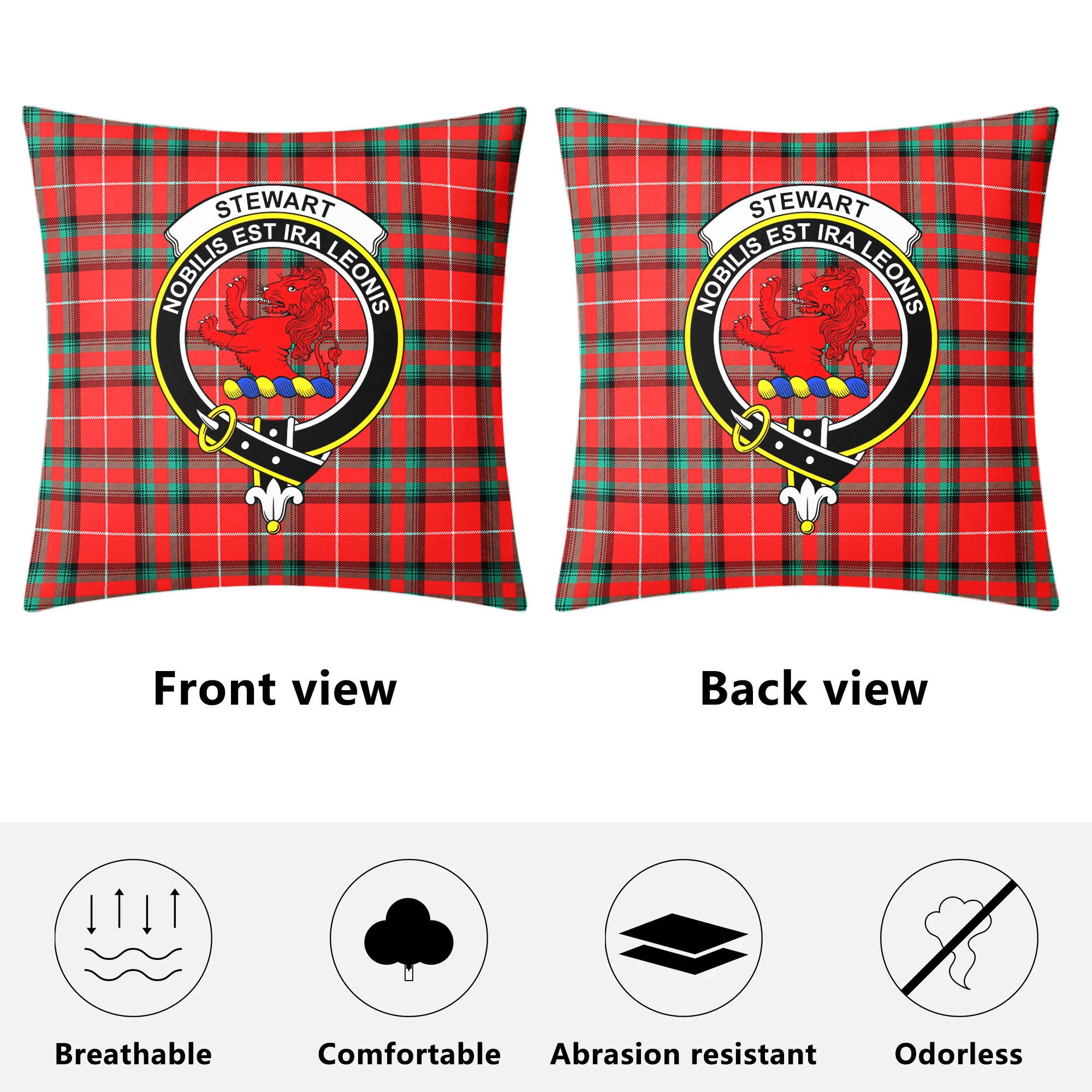 Stewart (Stuart) of Bute Tartan Crest Pillow Cover