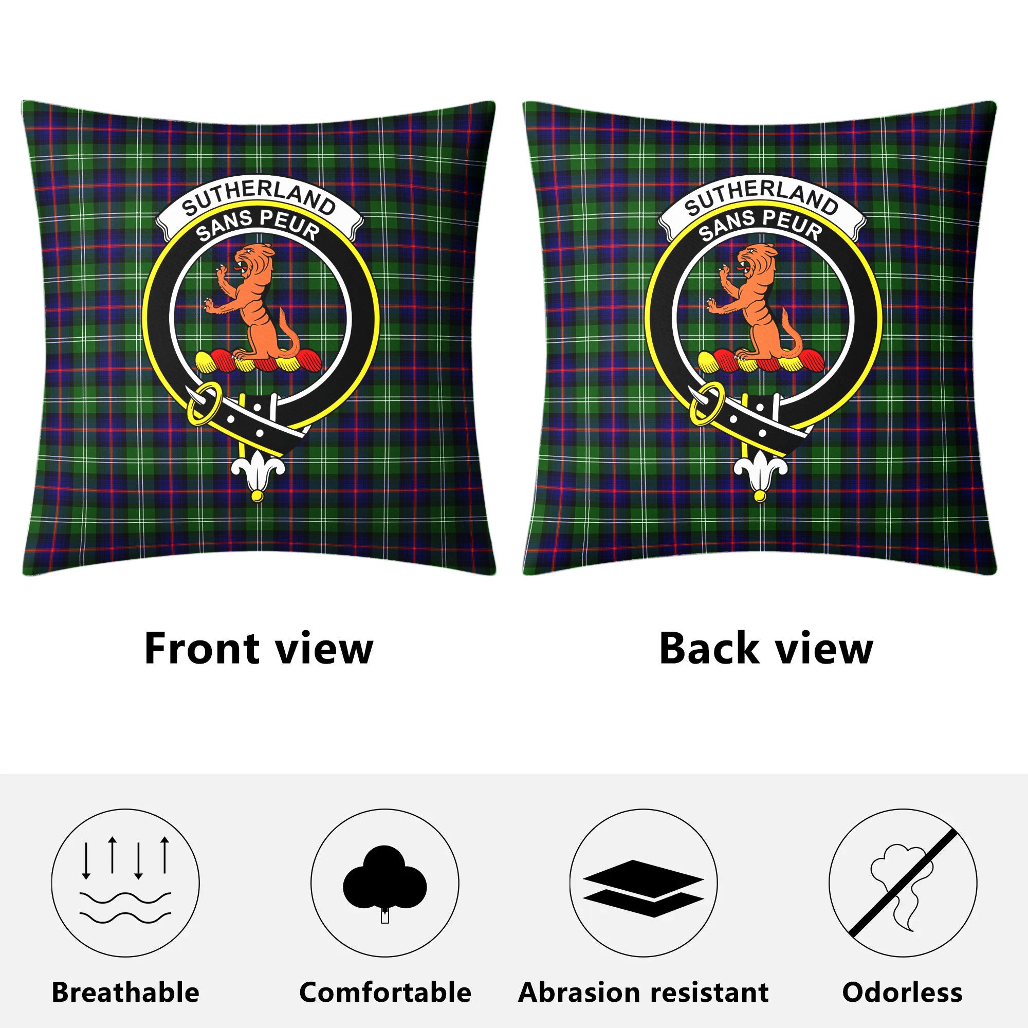 Sutherland Modern Tartan Crest Pillow Cover