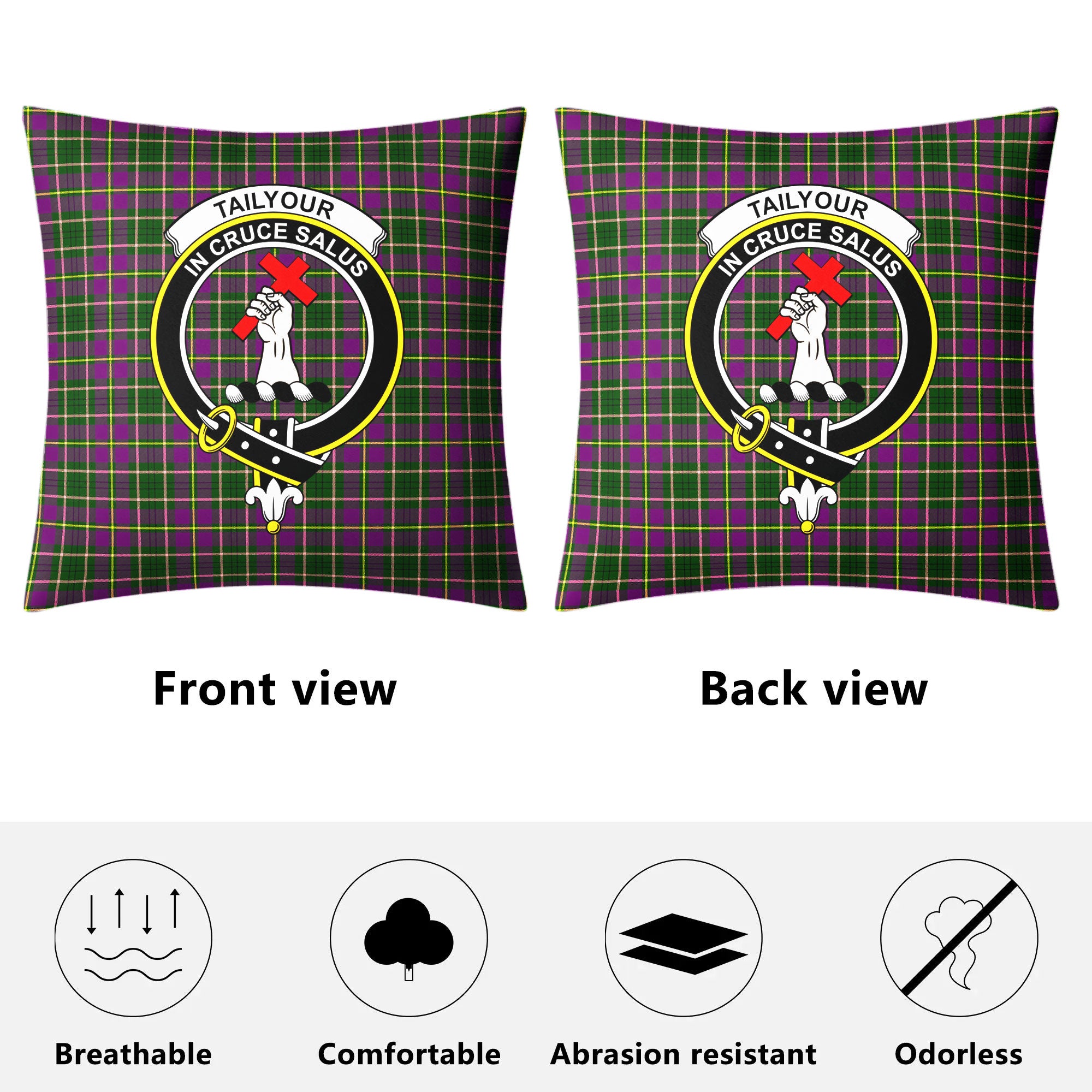 Tailyour (or Taylor) Tartan Crest Pillow Cover