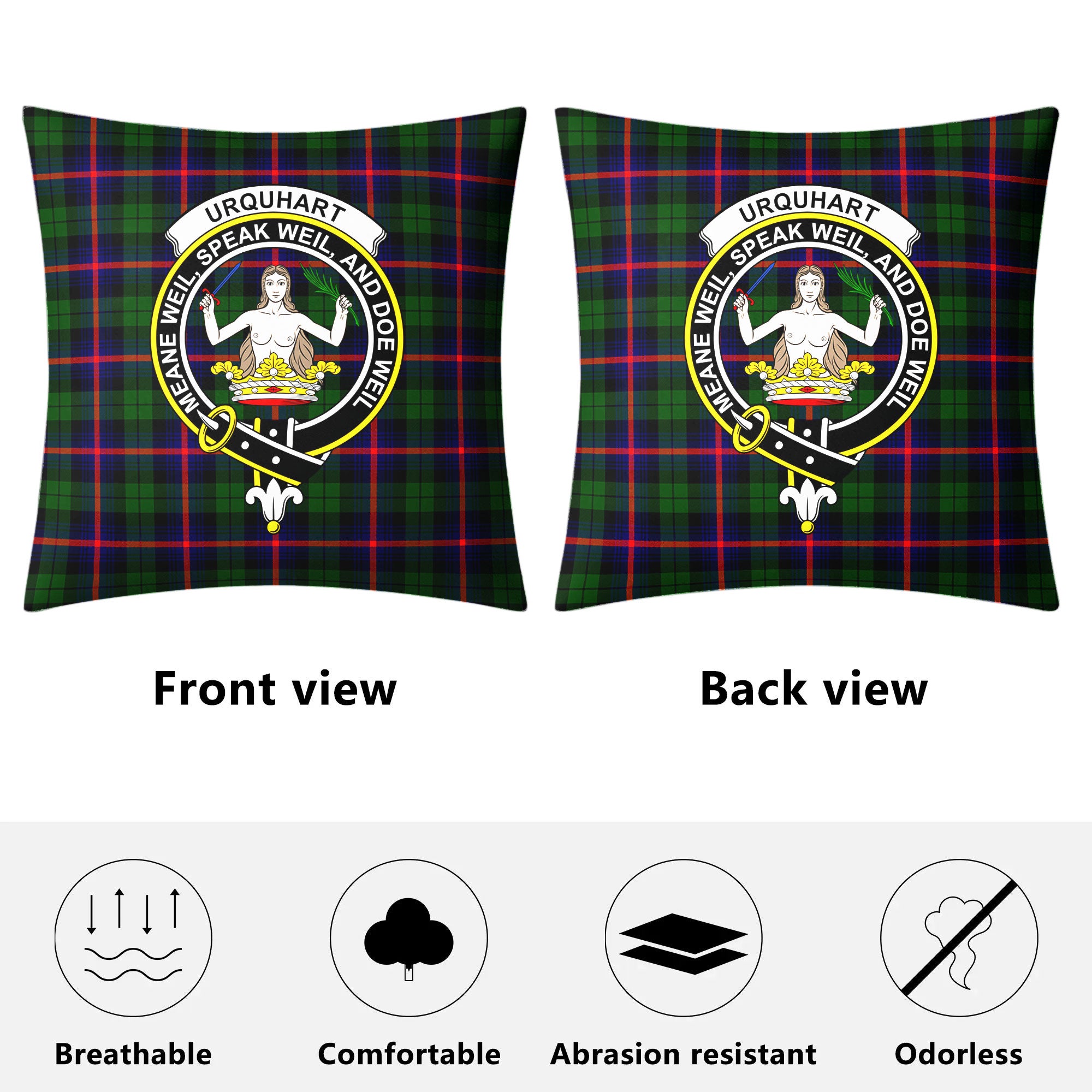 Urquhart Modern Tartan Crest Pillow Cover