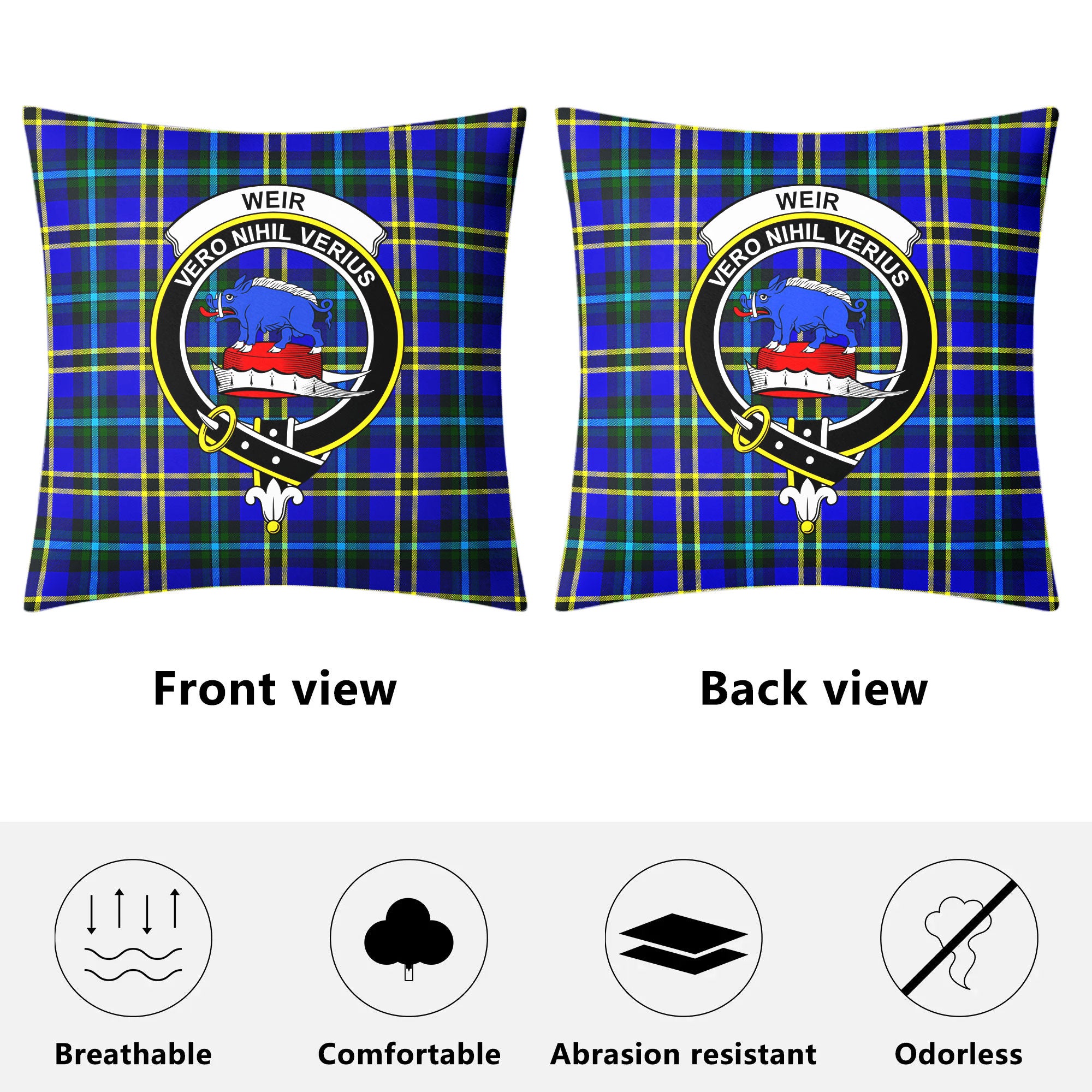 Weir Modern Tartan Crest Pillow Cover