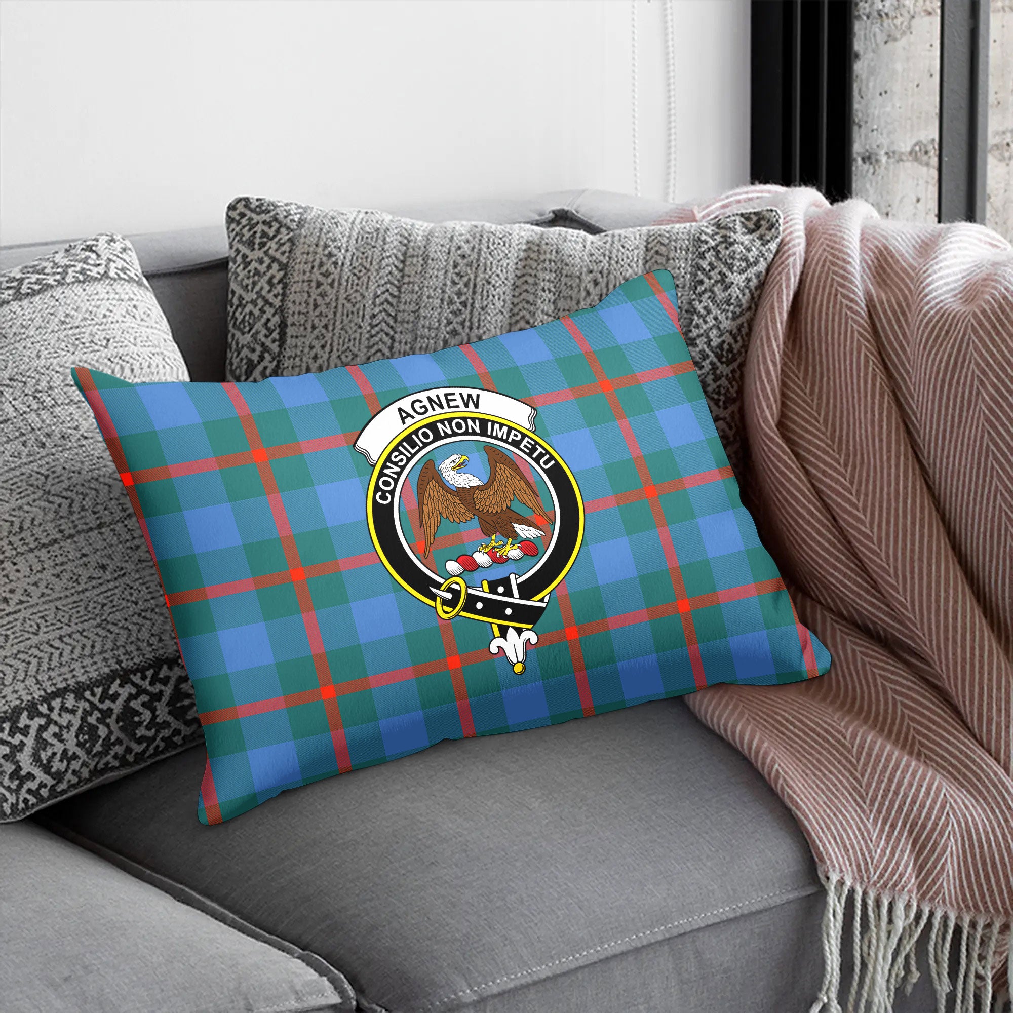 Agnew Ancient Tartan Crest Pillow Cover