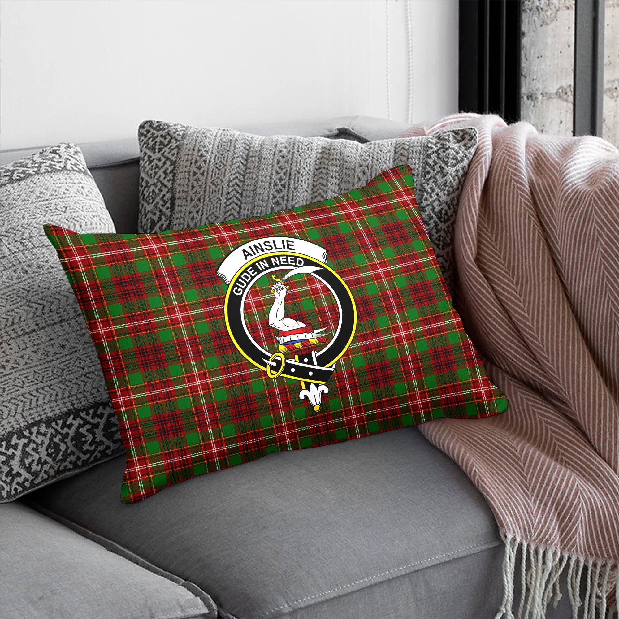 Ainslie Tartan Crest Pillow Cover