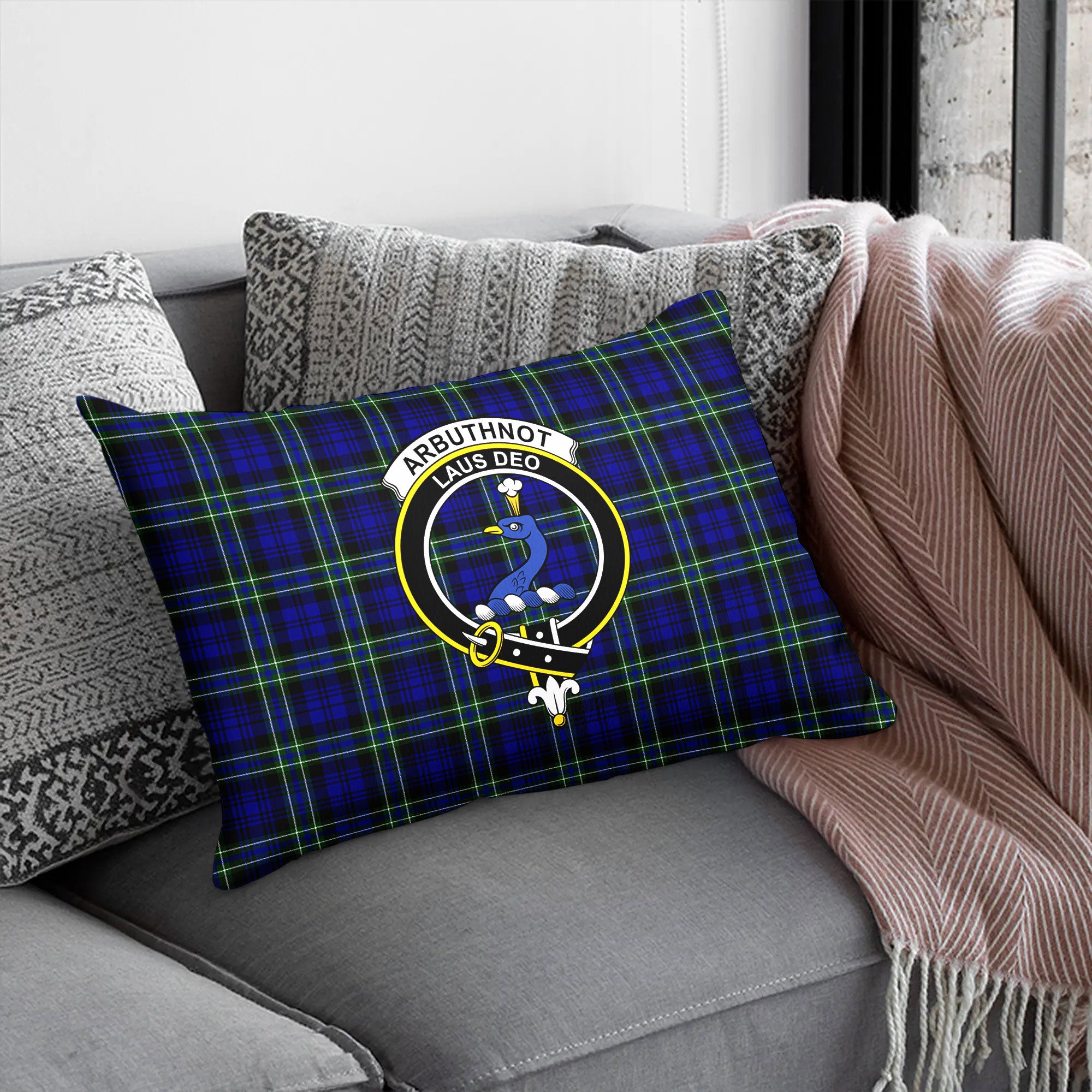 Arbuthnot Modern Tartan Crest Pillow Cover