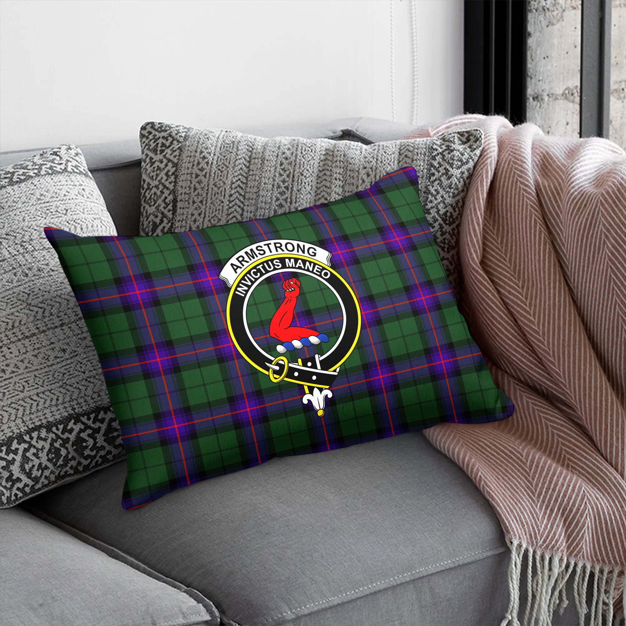 Armstrong Modern Tartan Crest Pillow Cover