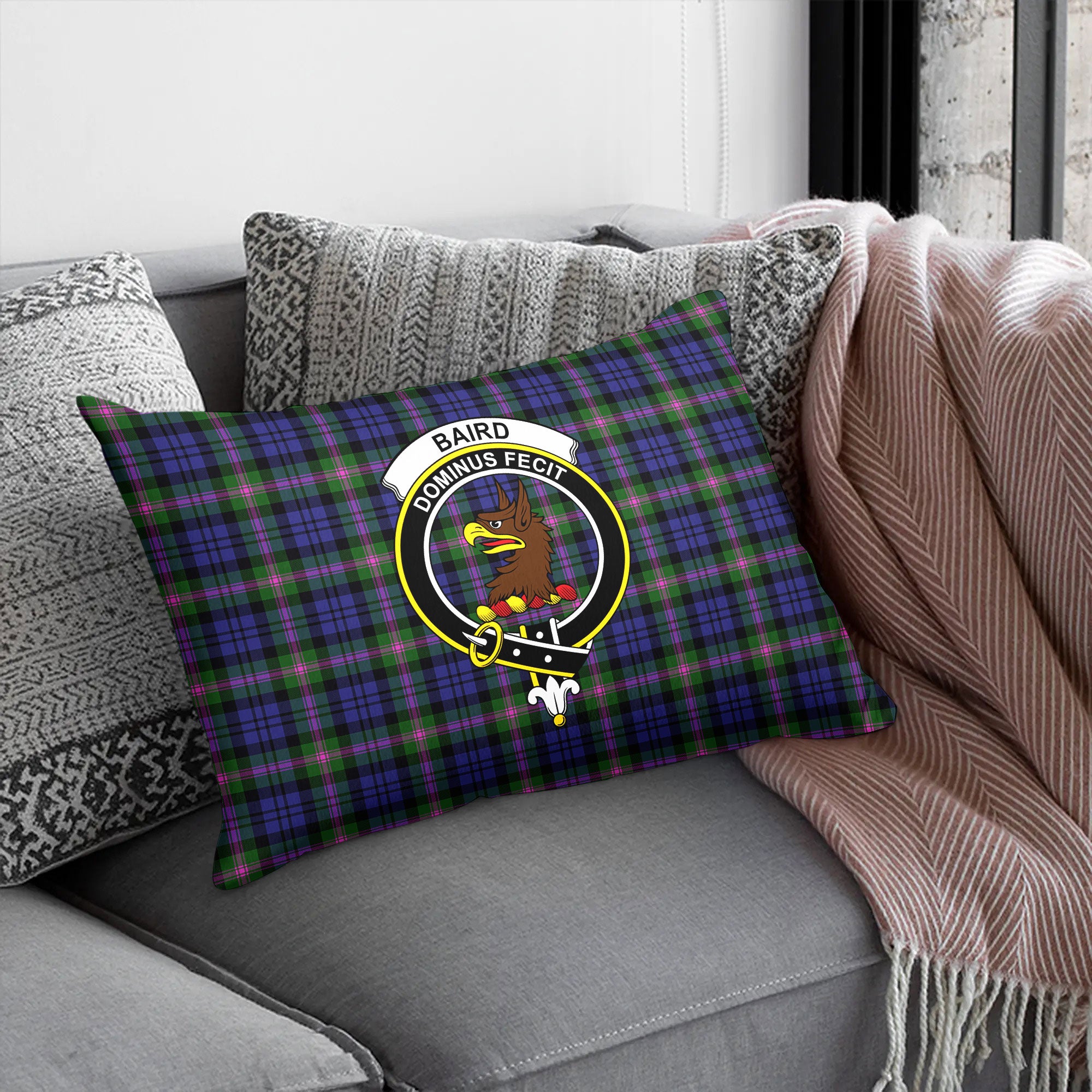 Baird Modern Tartan Crest Pillow Cover