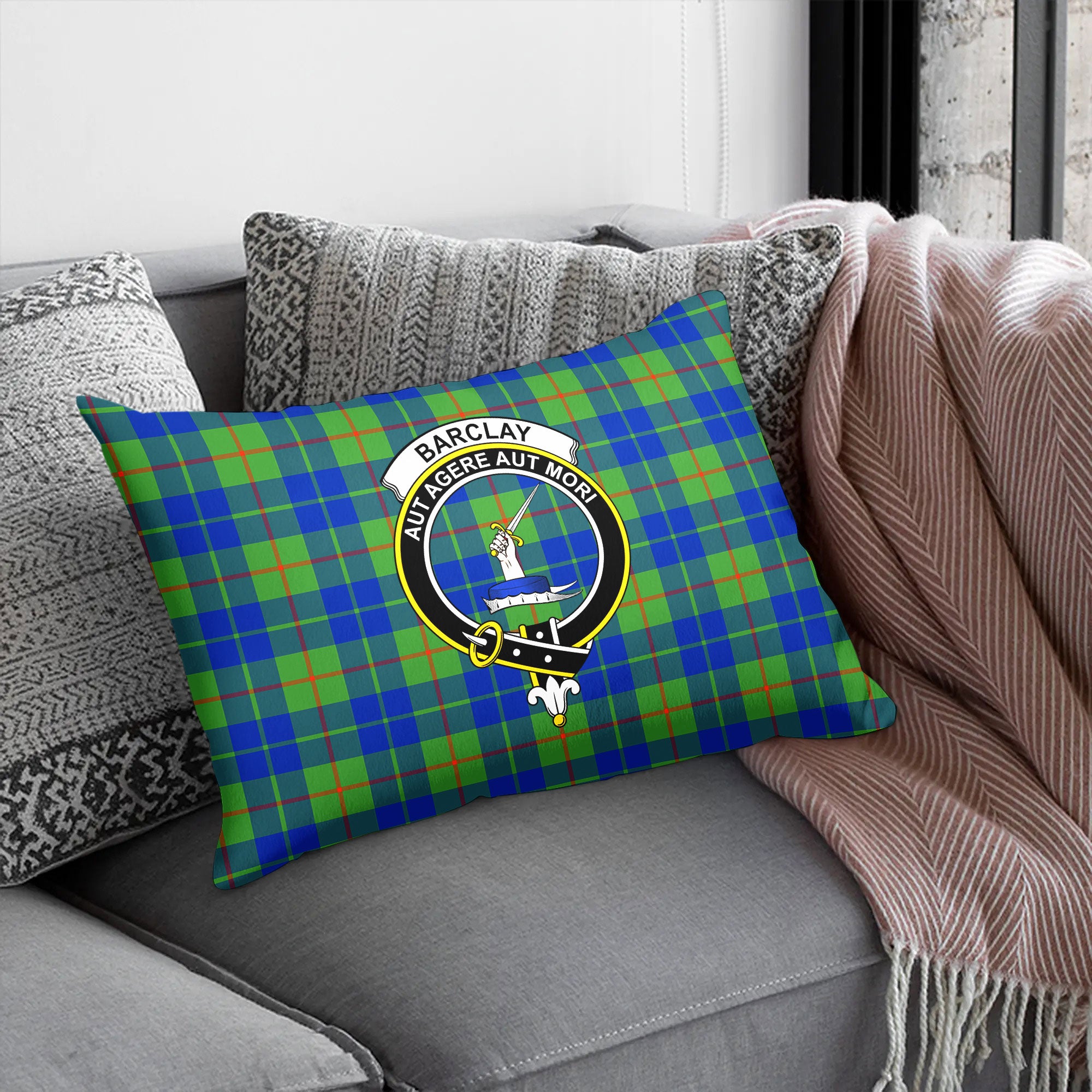 Barclay Hunting Ancient Tartan Crest Pillow Cover