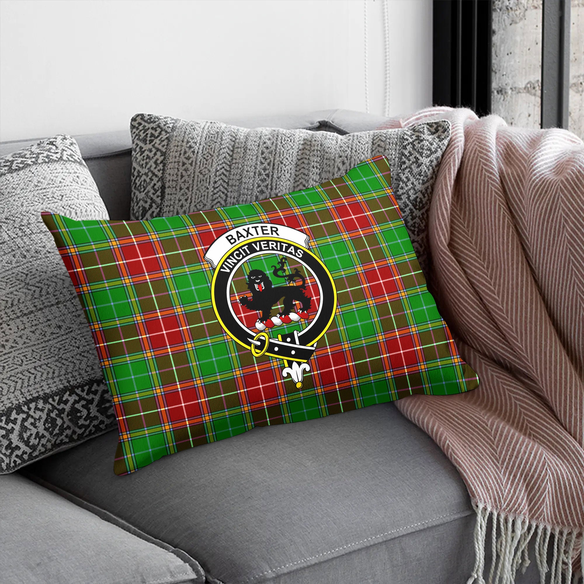 Baxter Modern Tartan Crest Pillow Cover