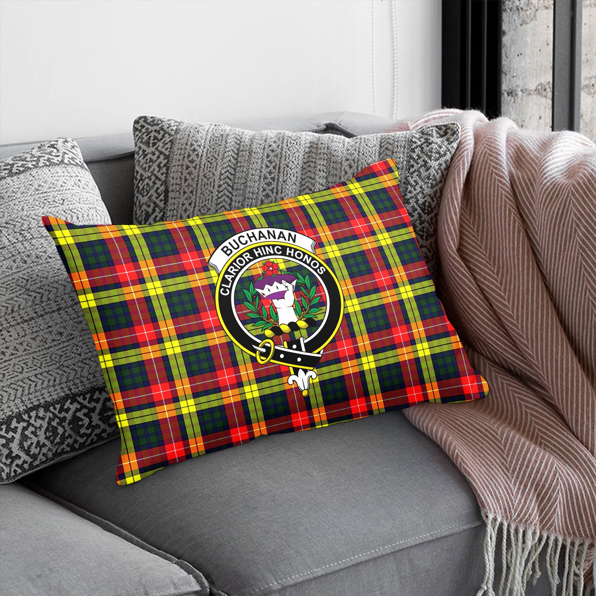 Buchanan Modern Tartan Crest Pillow Cover