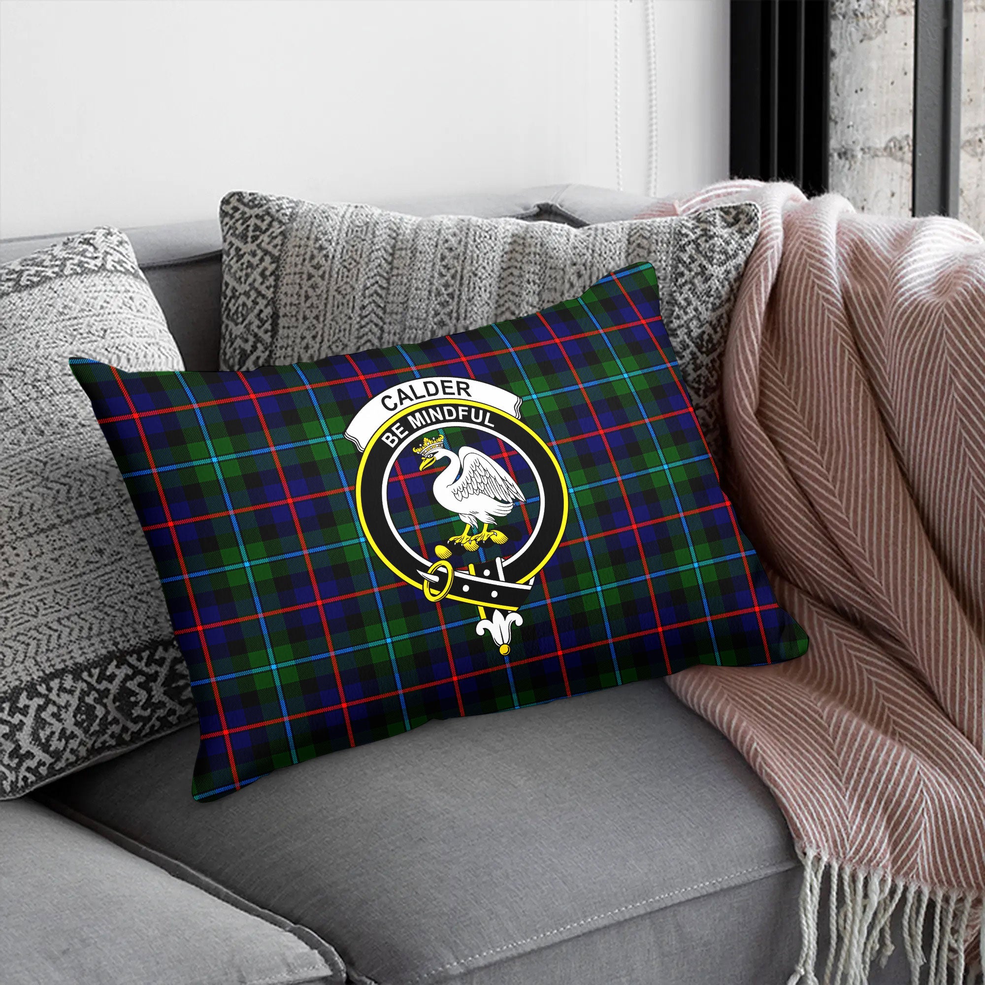 Calder (Calder-Campbell) Tartan Crest Pillow Cover