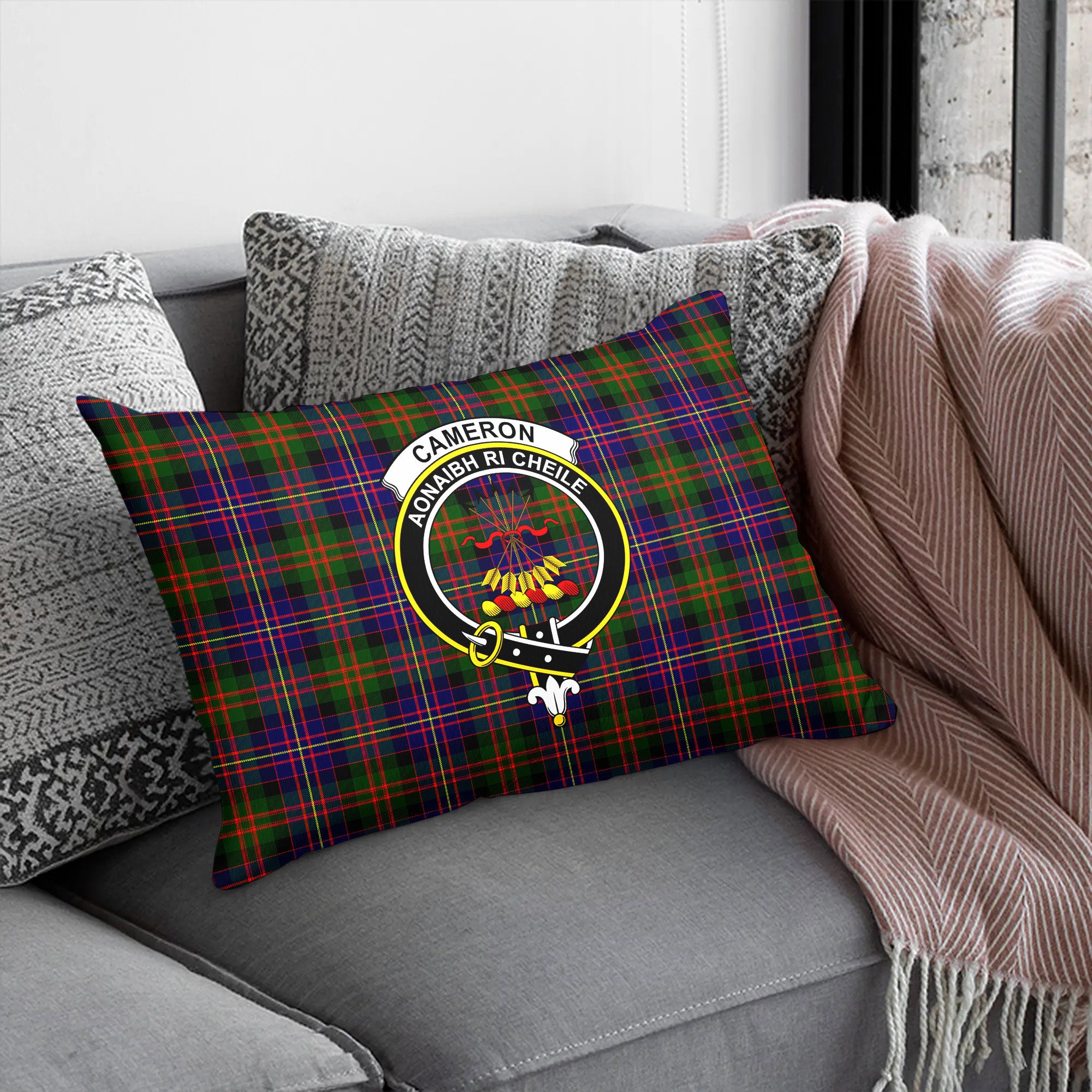 Cameron of Erracht Modern Tartan Crest Pillow Cover